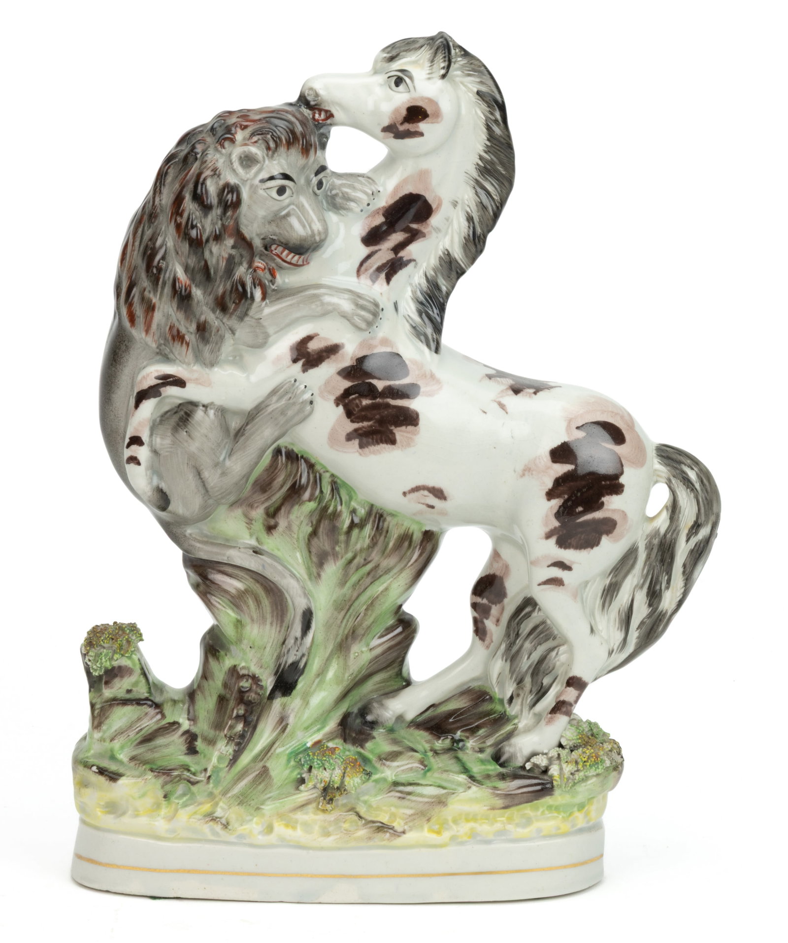 ENGLISH STAFFORDSHIRE HAND-PAINTED CERAMIC ANIMAL FIGURAL GROUP (1 of 4)