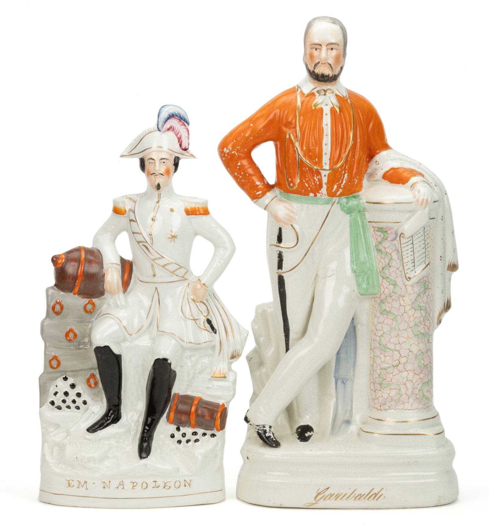 ENGLISH STAFFORDSHIRE HAND-PAINTED CERAMIC LARGE MILITARY FIGURES, LOT OF TWO (1 of 3)