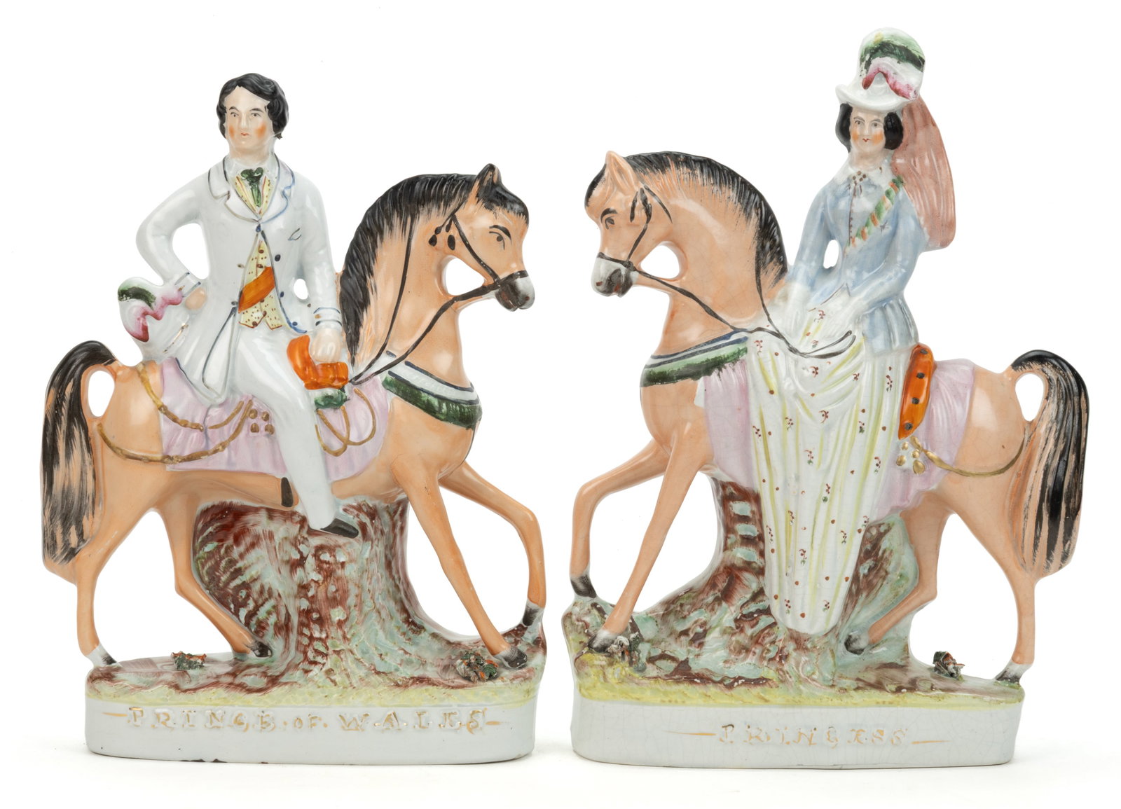 ENGLISH STAFFORDSHIRE HAND-PAINTED CERAMIC ROYAL FIGURAL PAIR (1 of 3)
