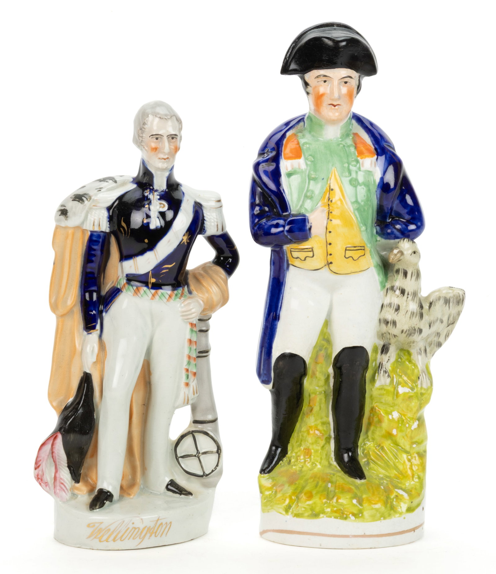 ENGLISH STAFFORDSHIRE HAND-PAINTED CERAMIC NAPOLEON AND OTHER MILITARY FIGURES, LOT OF TWO (1 of 3)