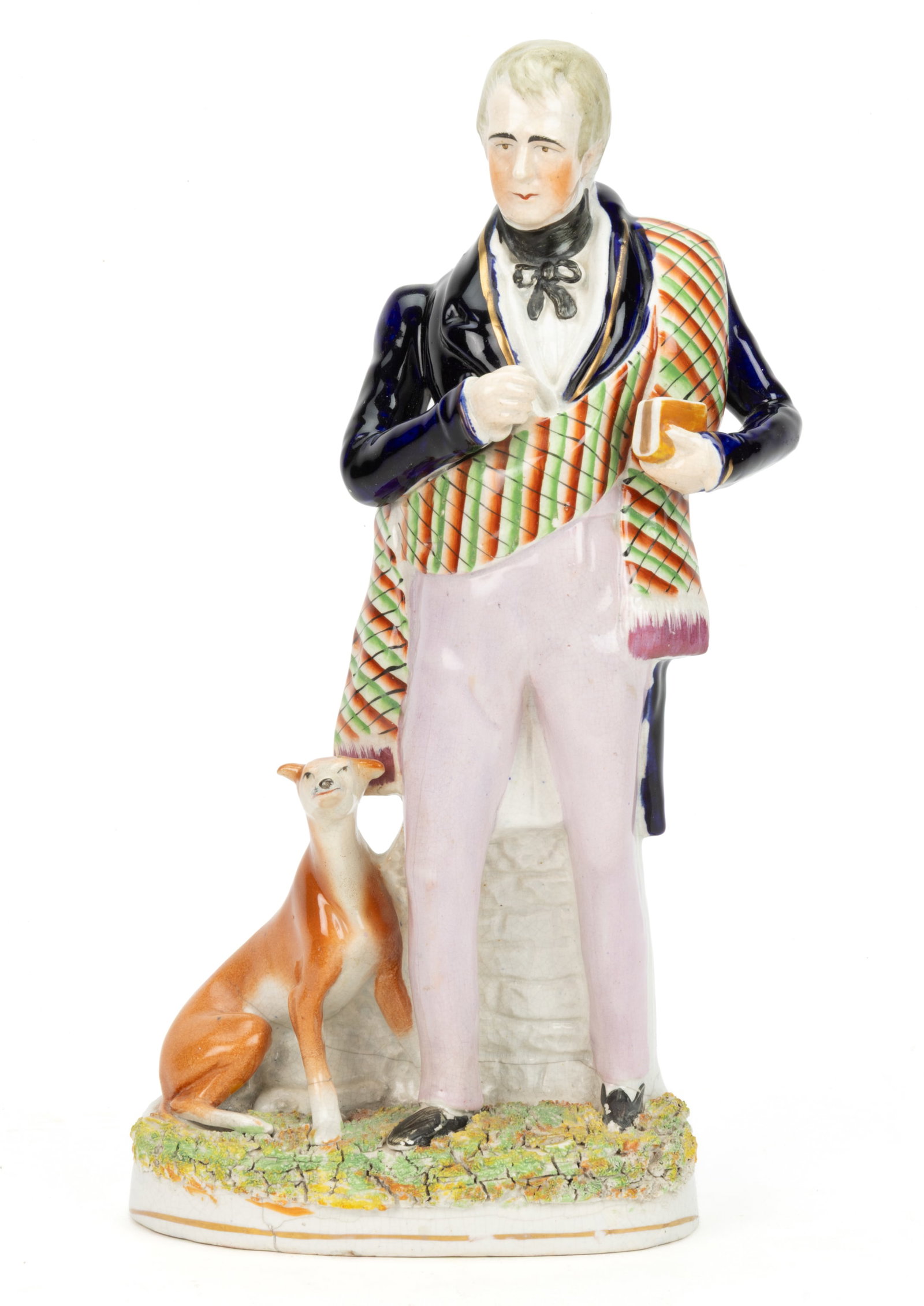ENGLISH STAFFORDSHIRE HAND-PAINTED CERAMIC LARGE SIR WALTER SCOTT FIGURE (1 of 4)