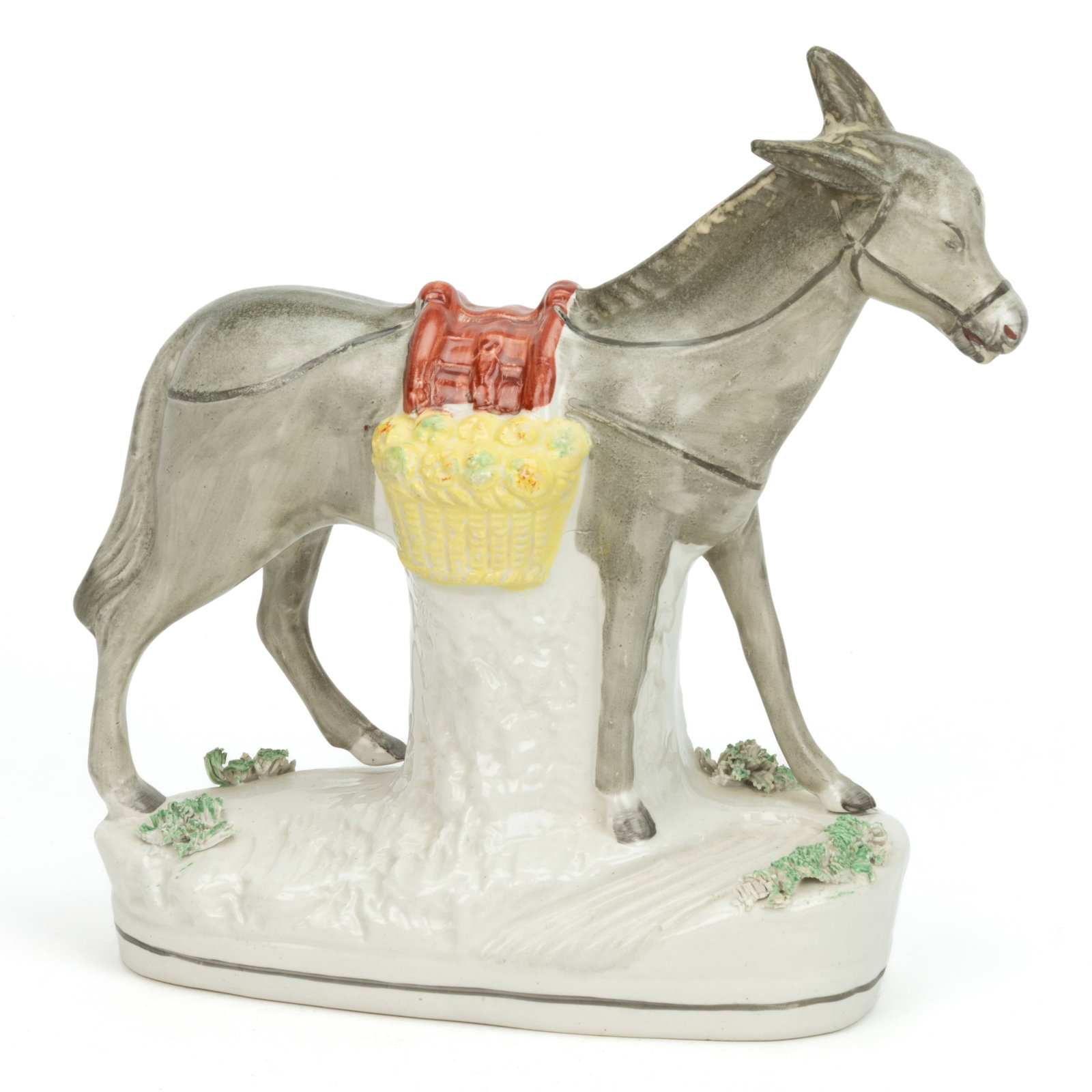 ENGLISH STAFFORDSHIRE HAND-PAINTED CERAMIC DONKEY FIGURE (1 of 4)