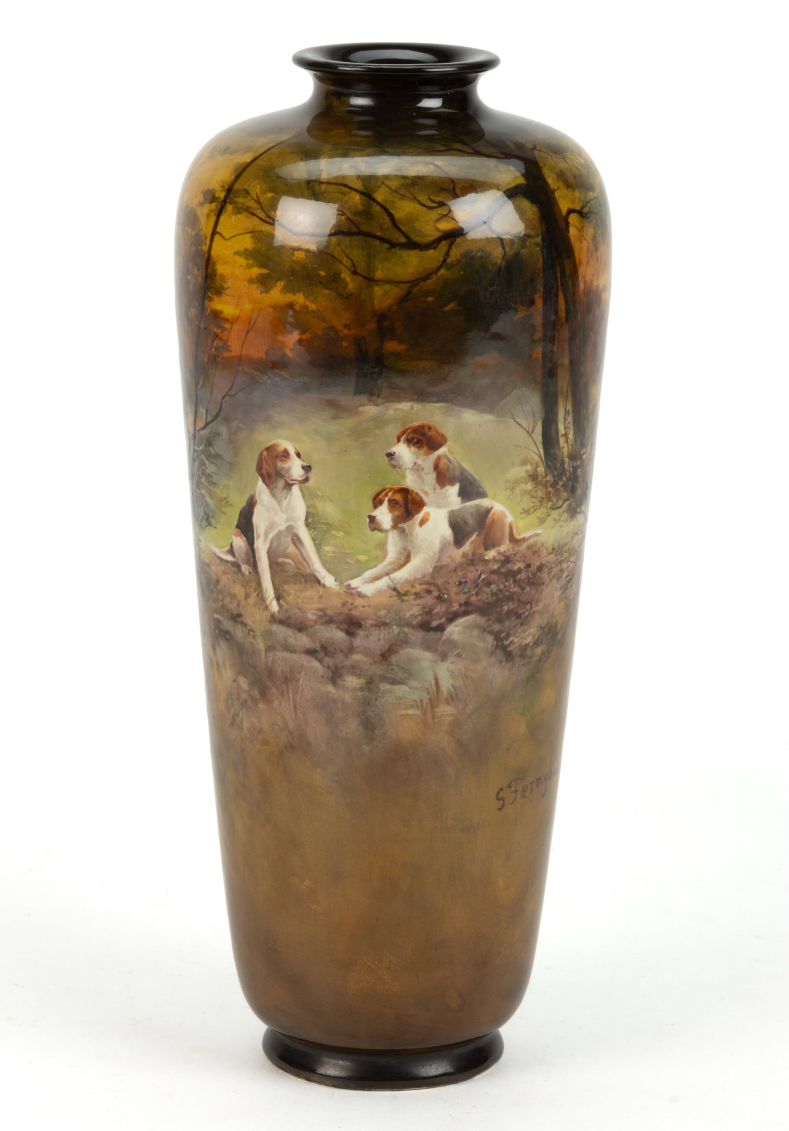 ENGLISH ROYAL DOULTON HOLBEIN WARE SIGNED GEORGE FERNYHOUGH CERAMIC VASE (1 of 5)