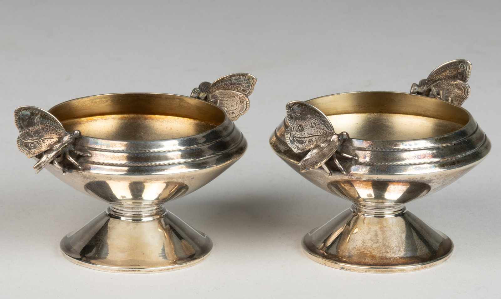 GORHAM & CO. AESTHETIC MOVEMENT STERLING SILVER OPEN SALTS, PAIR (1 of 2)