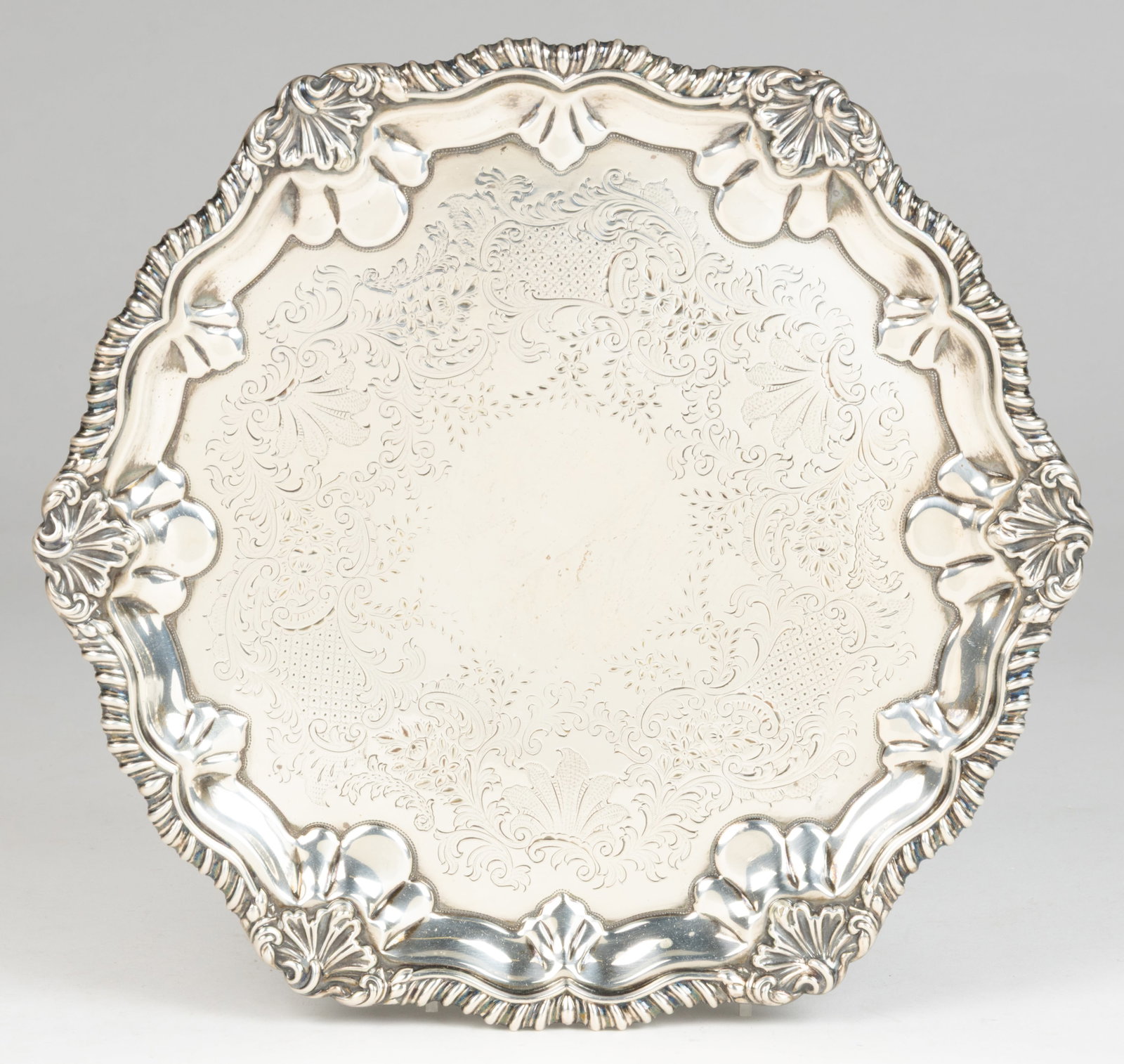 W. & C. SISSONS, ENGLISH VICTORIAN STERLING SILVER SALVER (1 of 3)