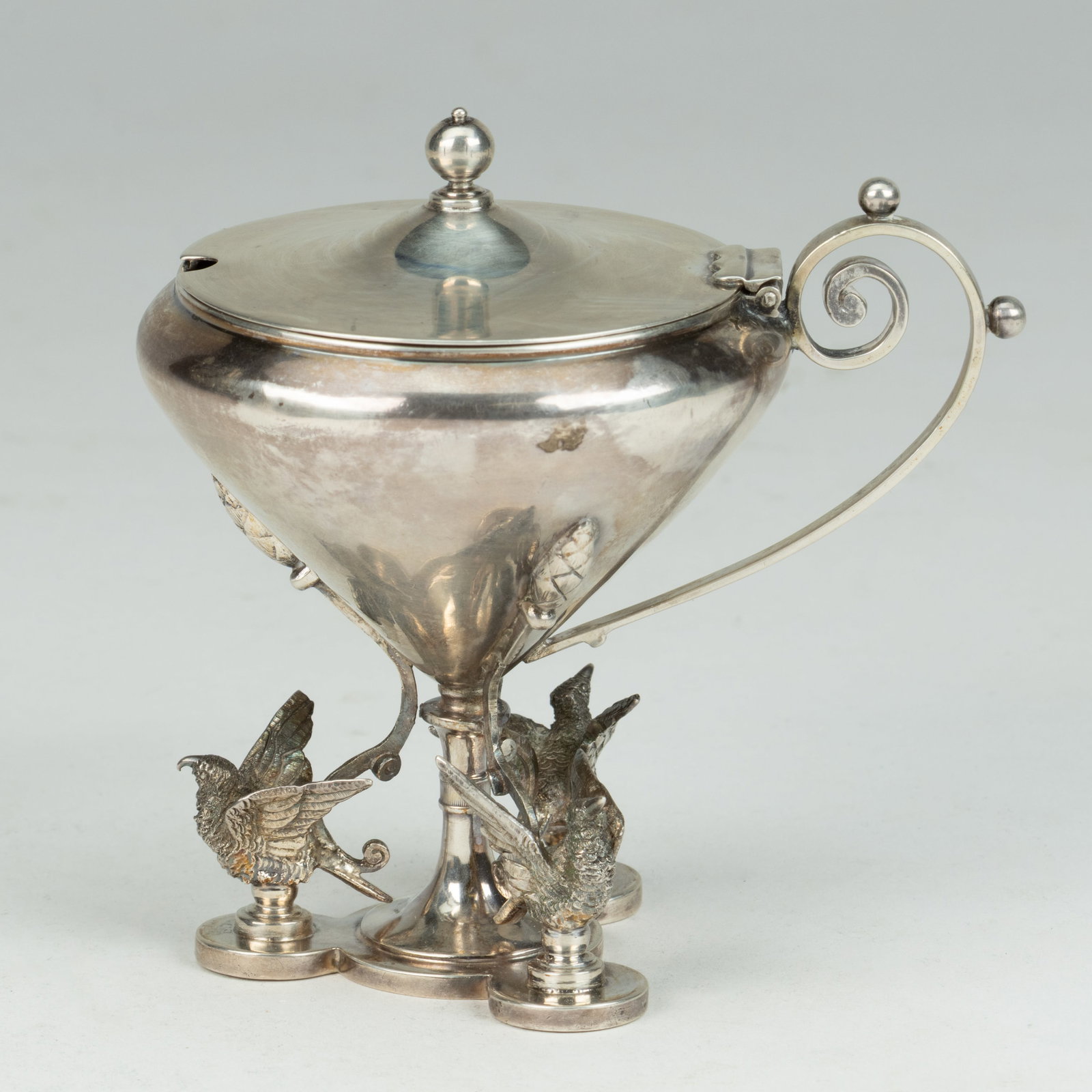AESTHETIC MOVEMENT, OR STYLE OF, STERLING SILVER MUSTARD POT (1 of 2)