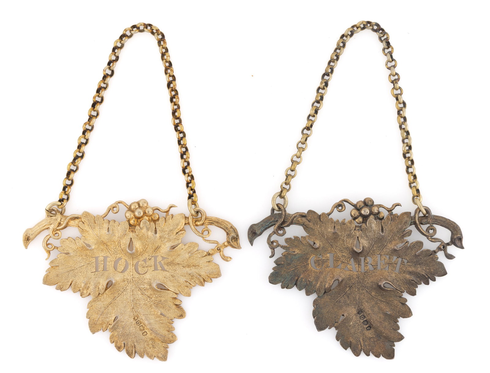 CHARLES RILEY & GEORGE STORER, ENGLISH GEORGIAN STERLING SILVER FIGURAL WINE LABELS / BOTTLE (1 of 3)