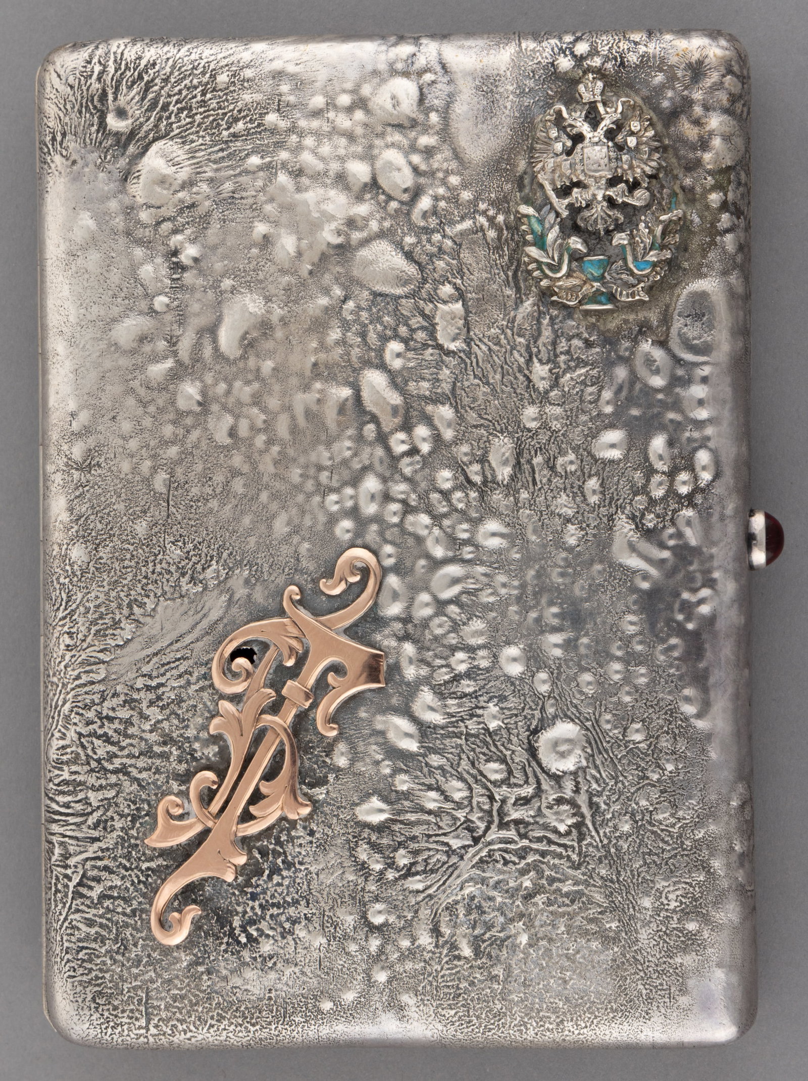 KHLEBNIKOV, RUSSIAN 0.875 SILVER SAMORODOK CIGARETTE CASE (1 of 4)