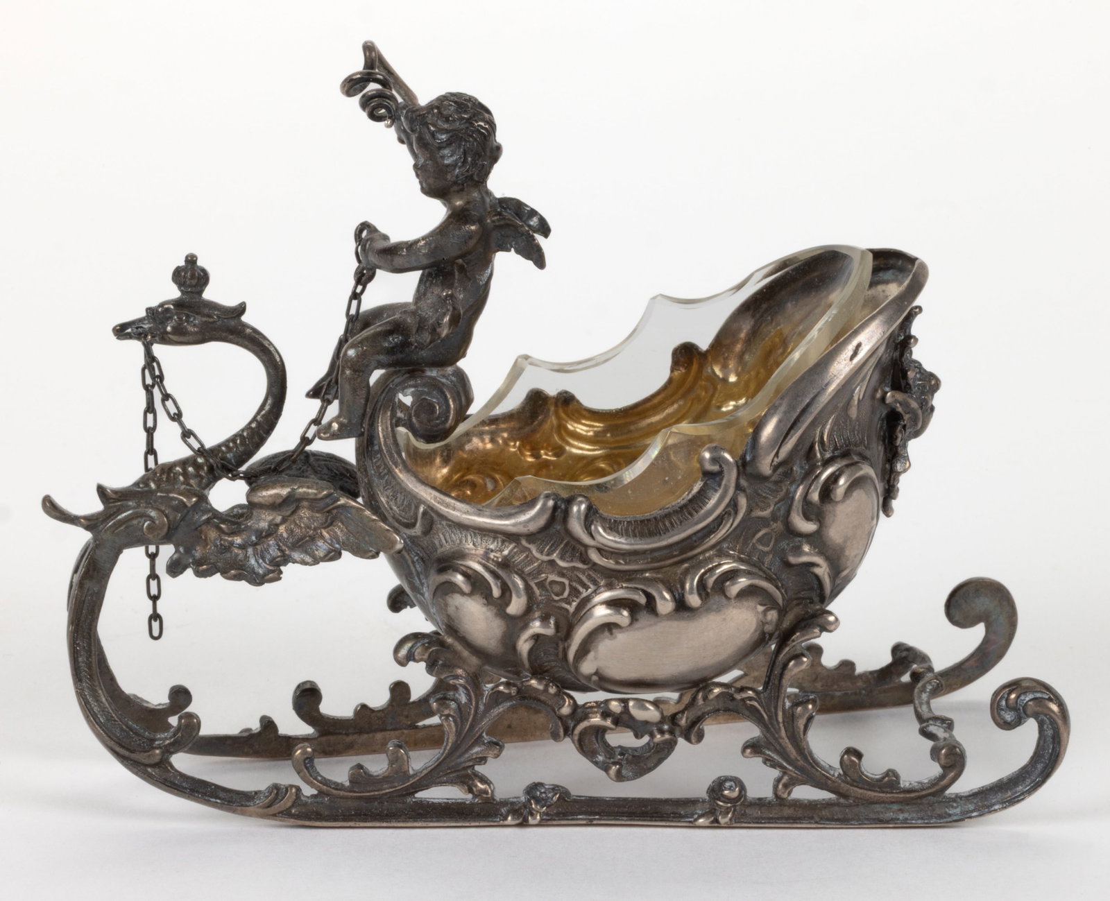 GERMAN SLEIGH FIGURAL 0.800 SILVER OPEN SALT (1 of 4)