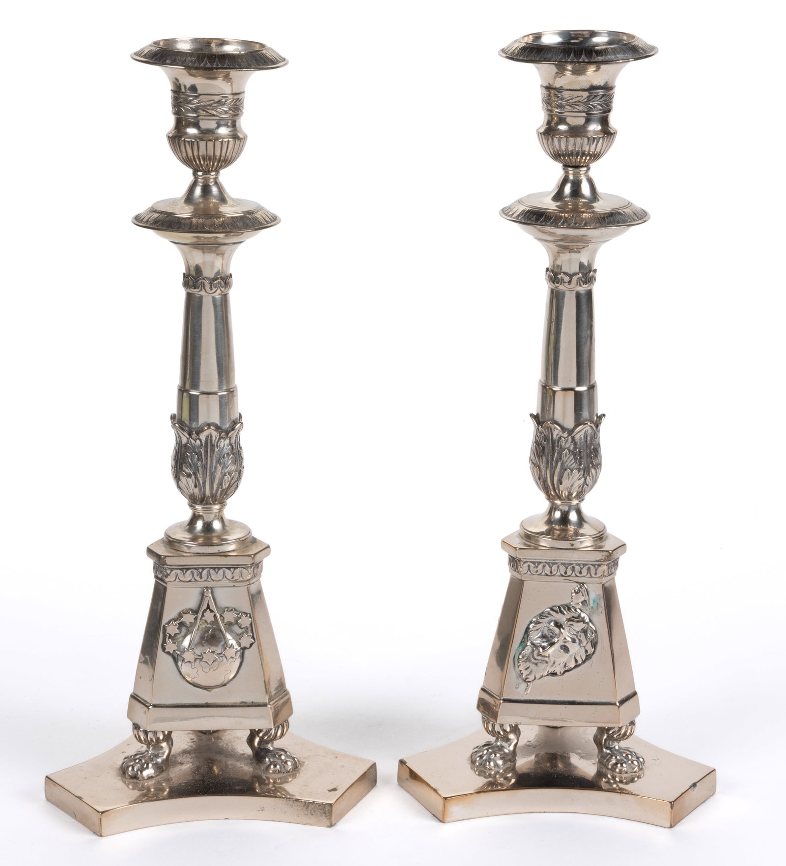 NEOCLASSICAL-STYLE SILVER-PLATED CANDLESTICKS, PAIR (1 of 5)
