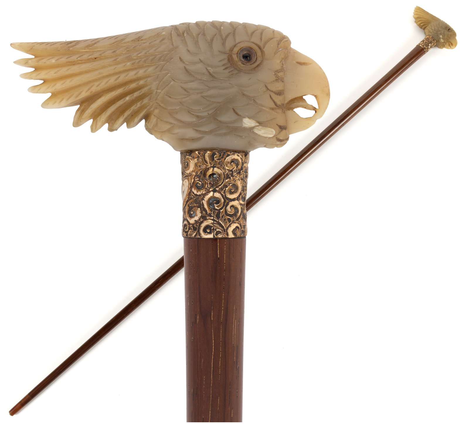 AMERICAN OR ENGLISH CARVED JADE / JADE-LIKE DRESS CANE / WALKING STICK (1 of 4)