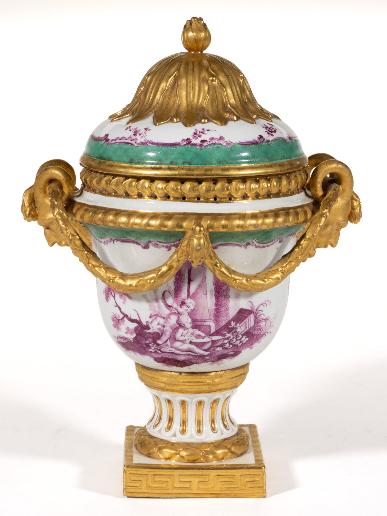 GERMAN MEISSEN PORCELAIN HAND-PAINTED COVERED BOLTED URN (1 of 5)