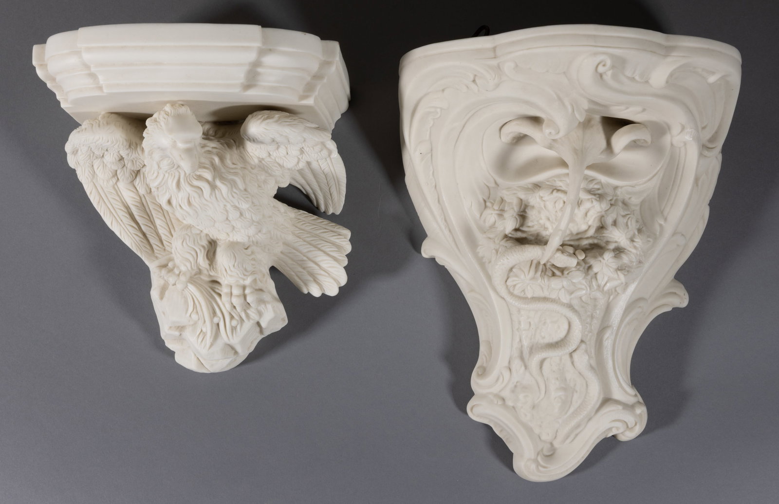 PARIAN PORCELAIN BIRD MOTIF SHELVES, LOT OF TWO (1 of 7)