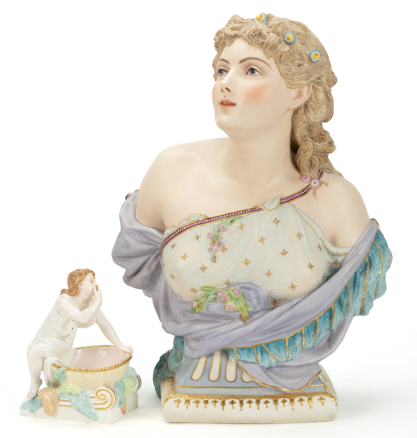 SIGNED "OWEN HALE" ENGLISH COPELAND PORCELAIN FIGURAL ARTICLES, LOT OF TWO (1 of 4)