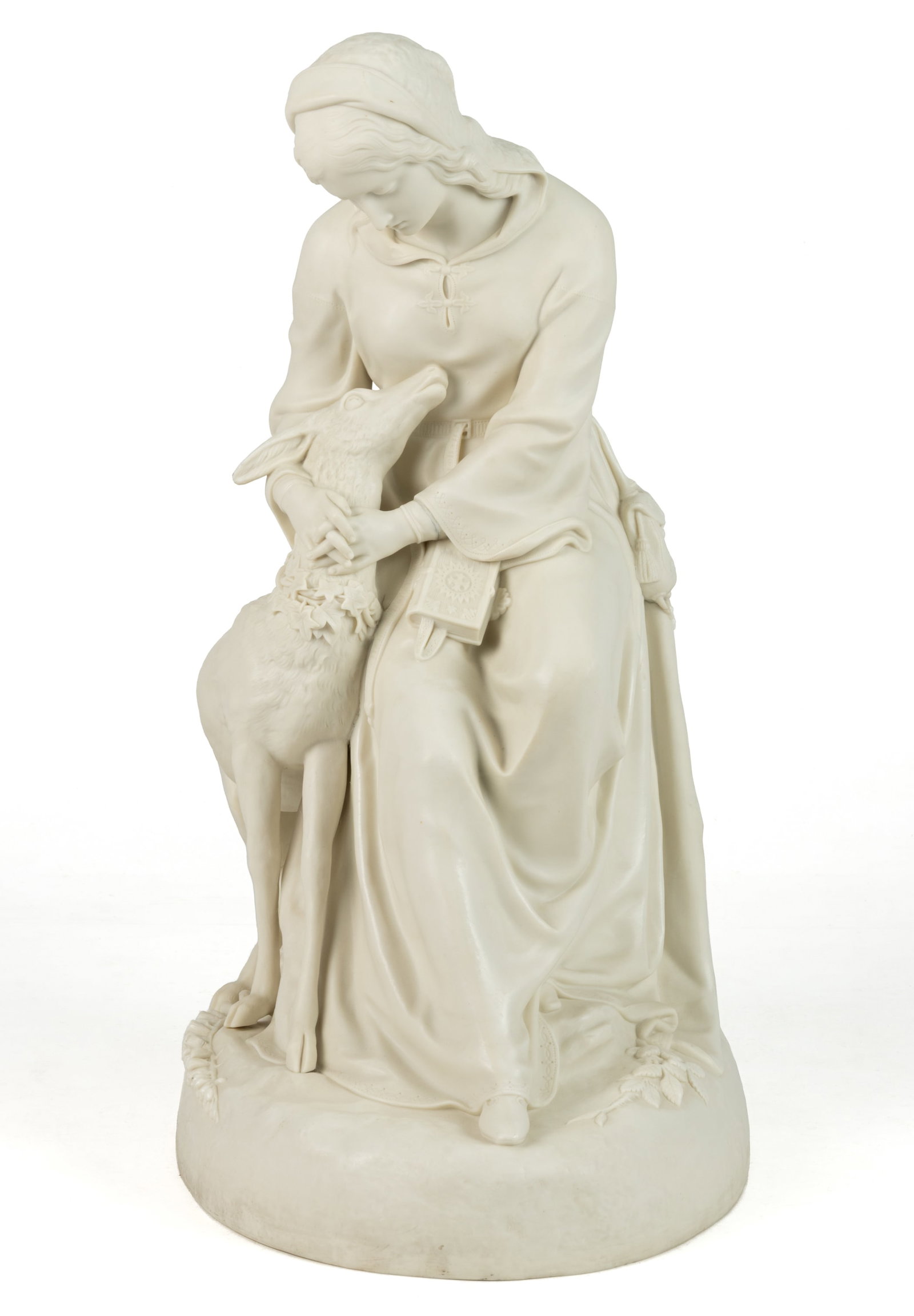 ENGLISH COPELAND PARIAN PORCELAIN EMILY AND THE WHITE DOE FIGURAL GROUP (1 of 7)