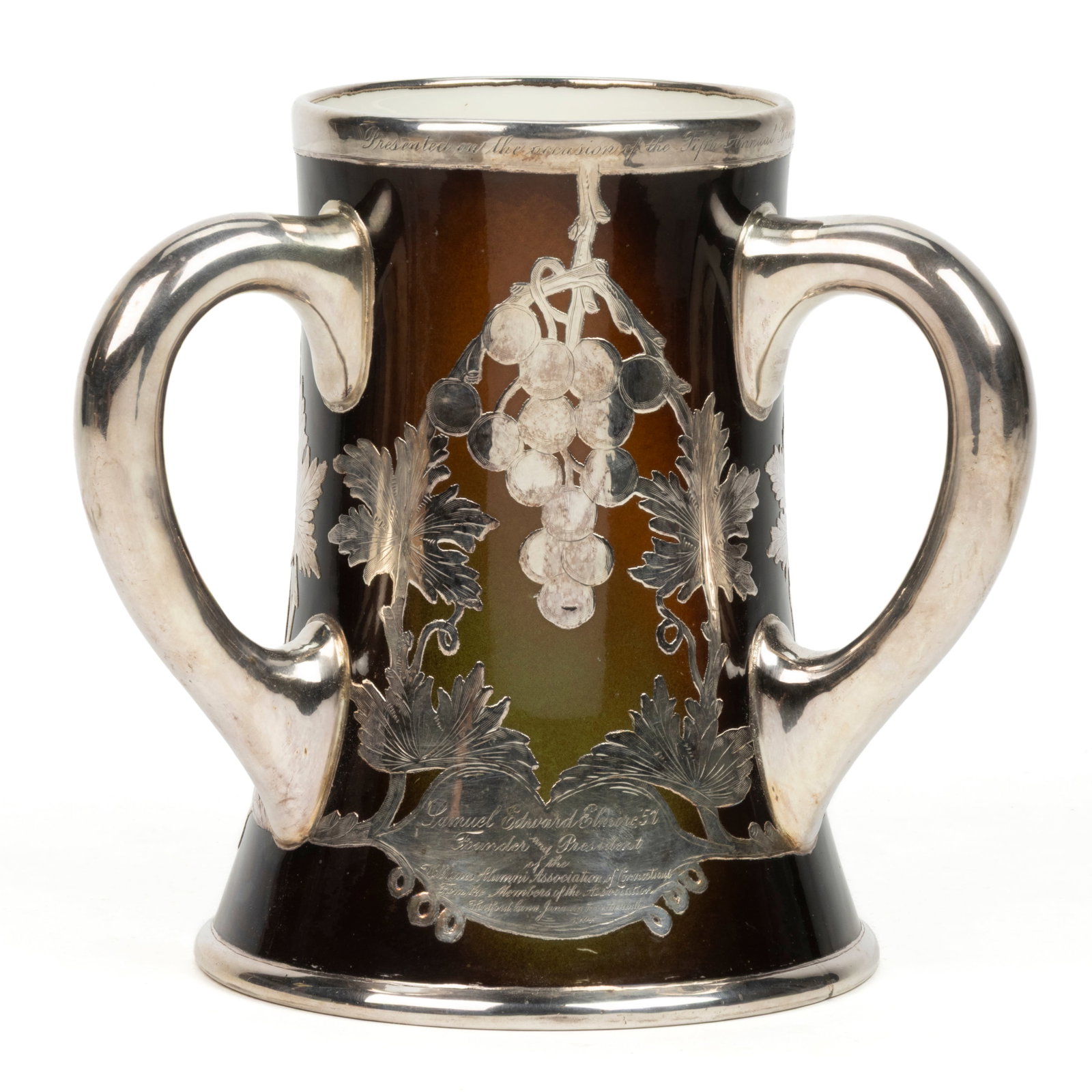 AMERICAN LENOX PORCELAIN SILVER-OVERLAY PRESENTATION MUG (1 of 5)