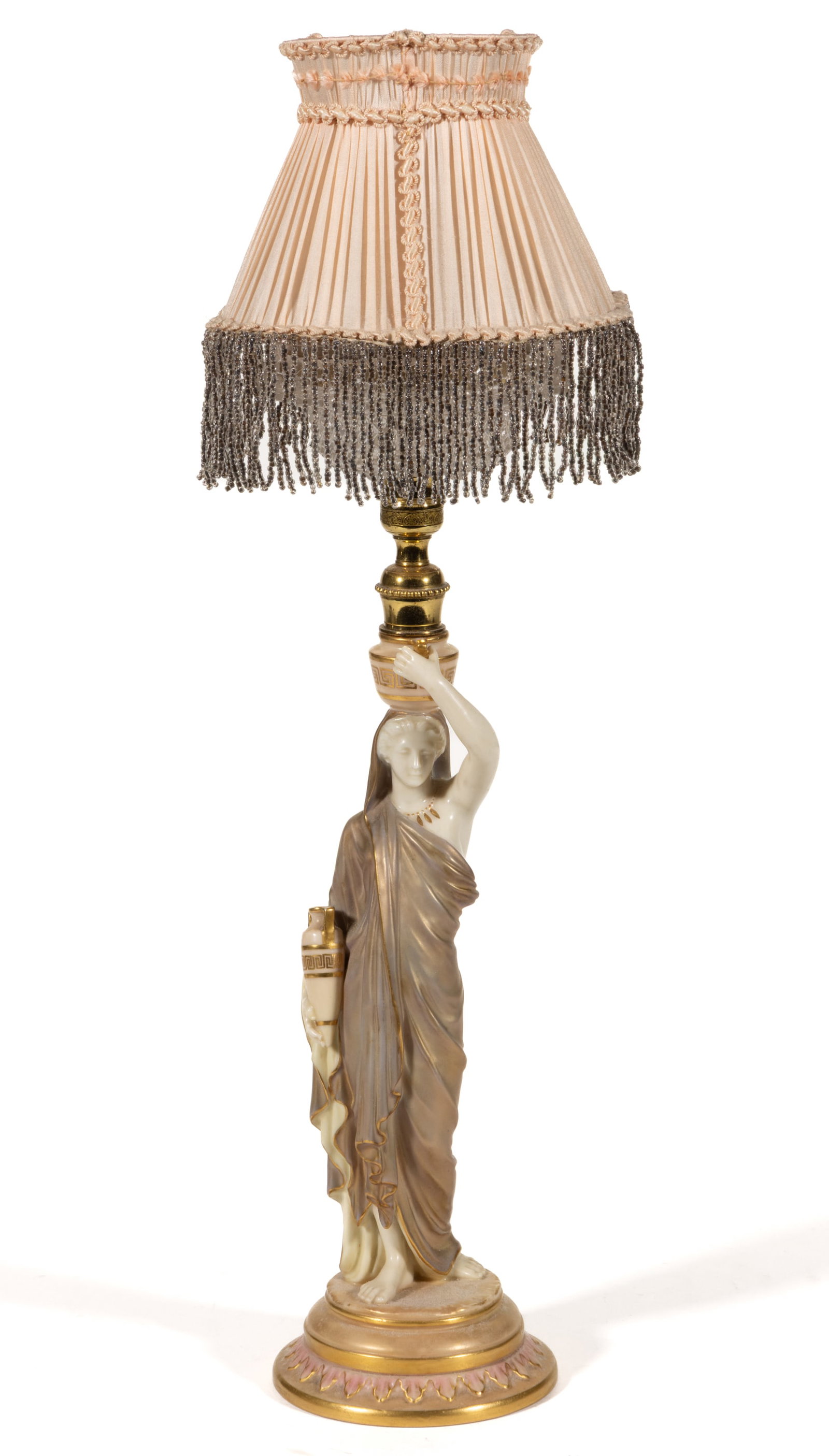 ENGLISH ROYAL WORCESTER PORCELAIN FIGURAL STANDARD FAIRY LAMP (1 of 5)