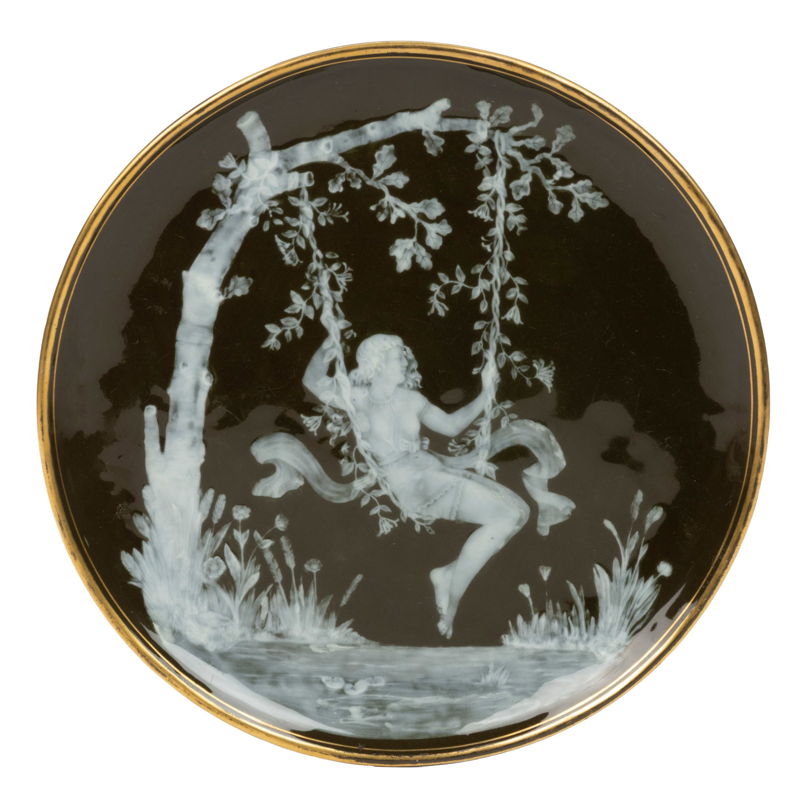 ENGLISH GEORGE JONES PORCELAIN PATE-SUR-PATE PLAQUE (1 of 2)