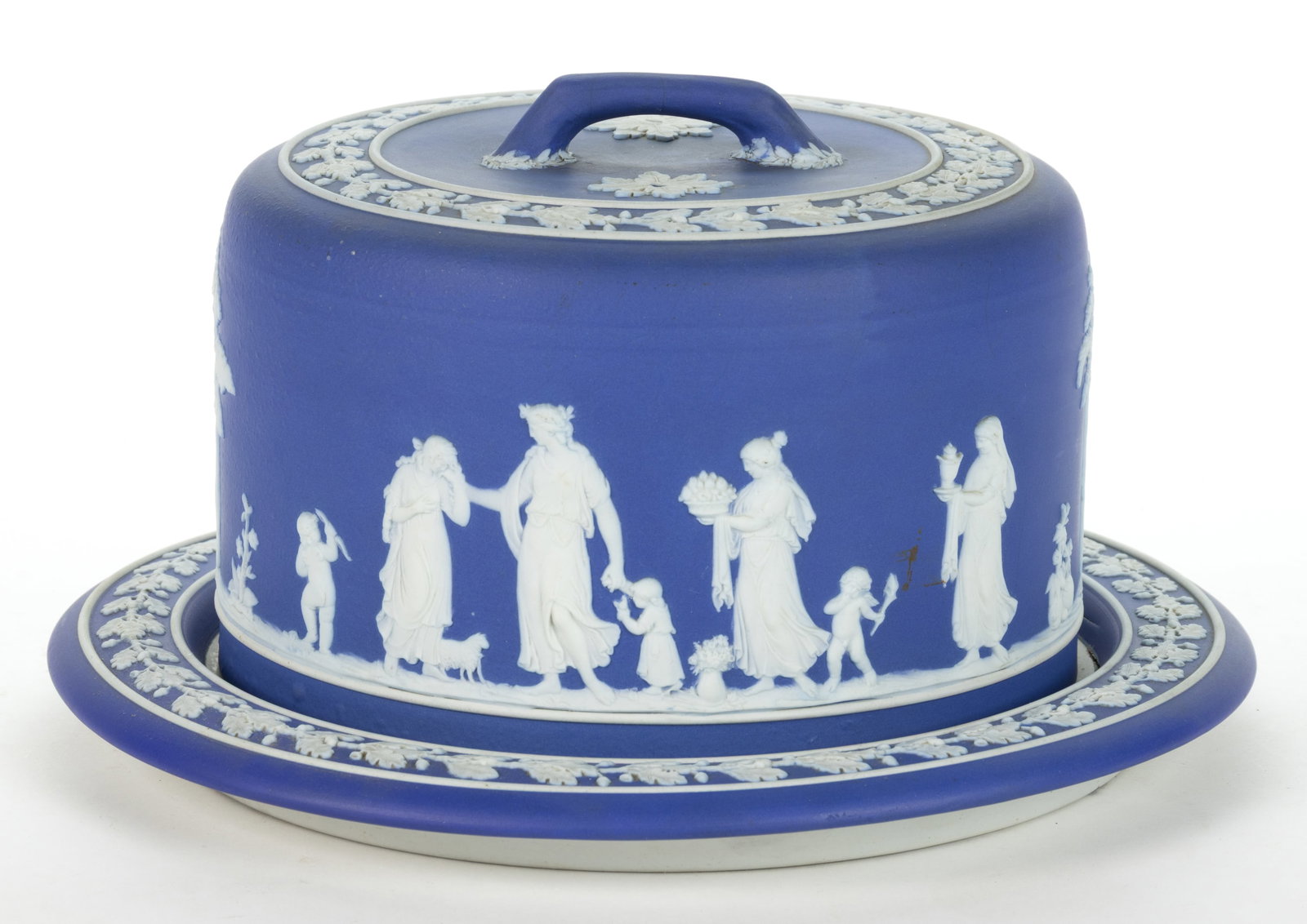 ENGLISH WEDGWOOD BLUE JASPERWARE DOMED CHEESE DISH (1 of 3)