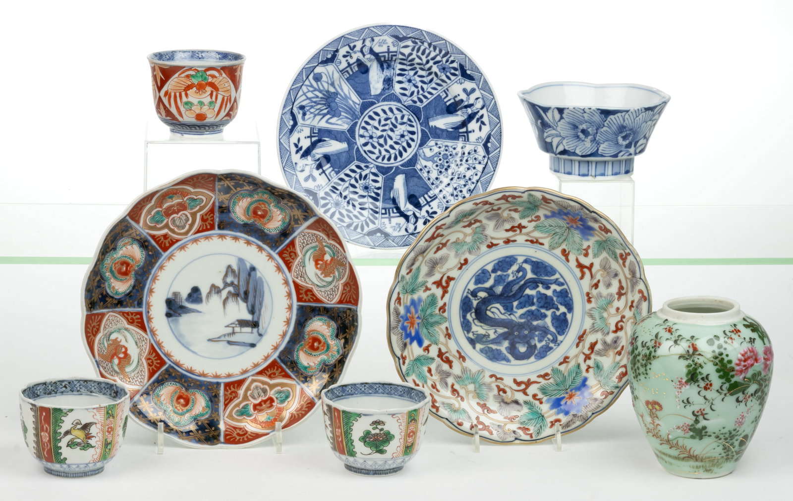 JAPANESE PORCELAIN HAND-PAINTED ARTICLES, LOT OF EIGHT (1 of 6)