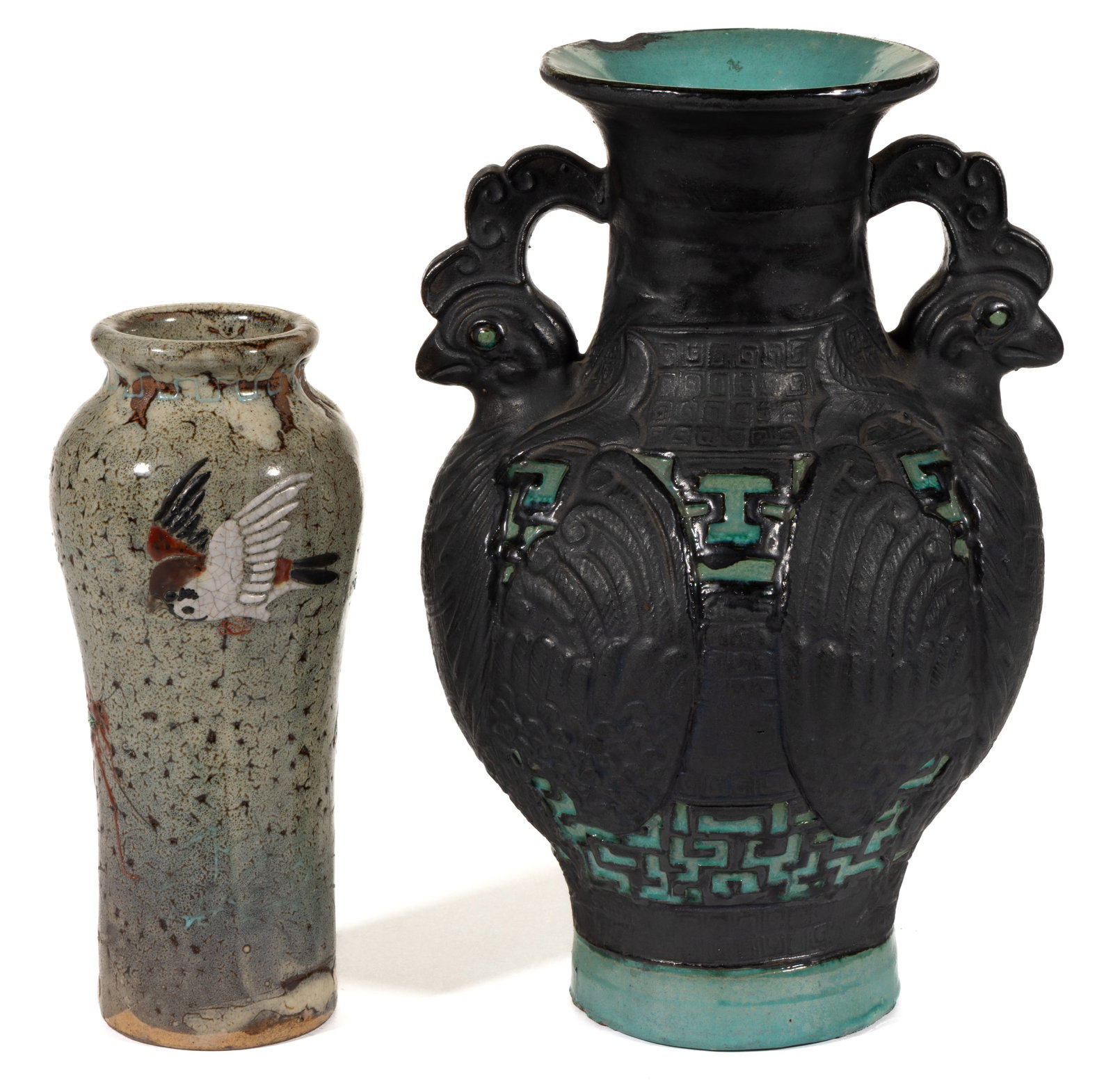 ASIAN POTTERY VASES, LOT OF TWO (1 of 6)