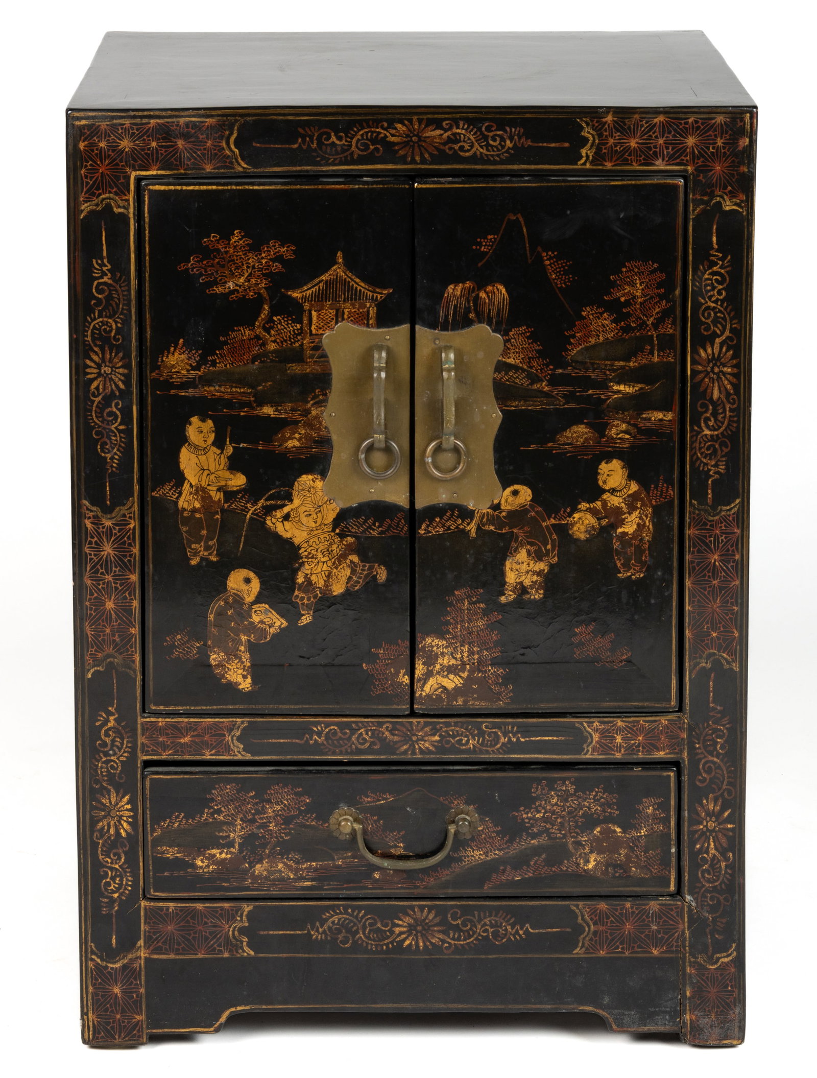 DIMINUTIVE CHINOISERIE-STYLE LACQUERED CABINET (1 of 5)