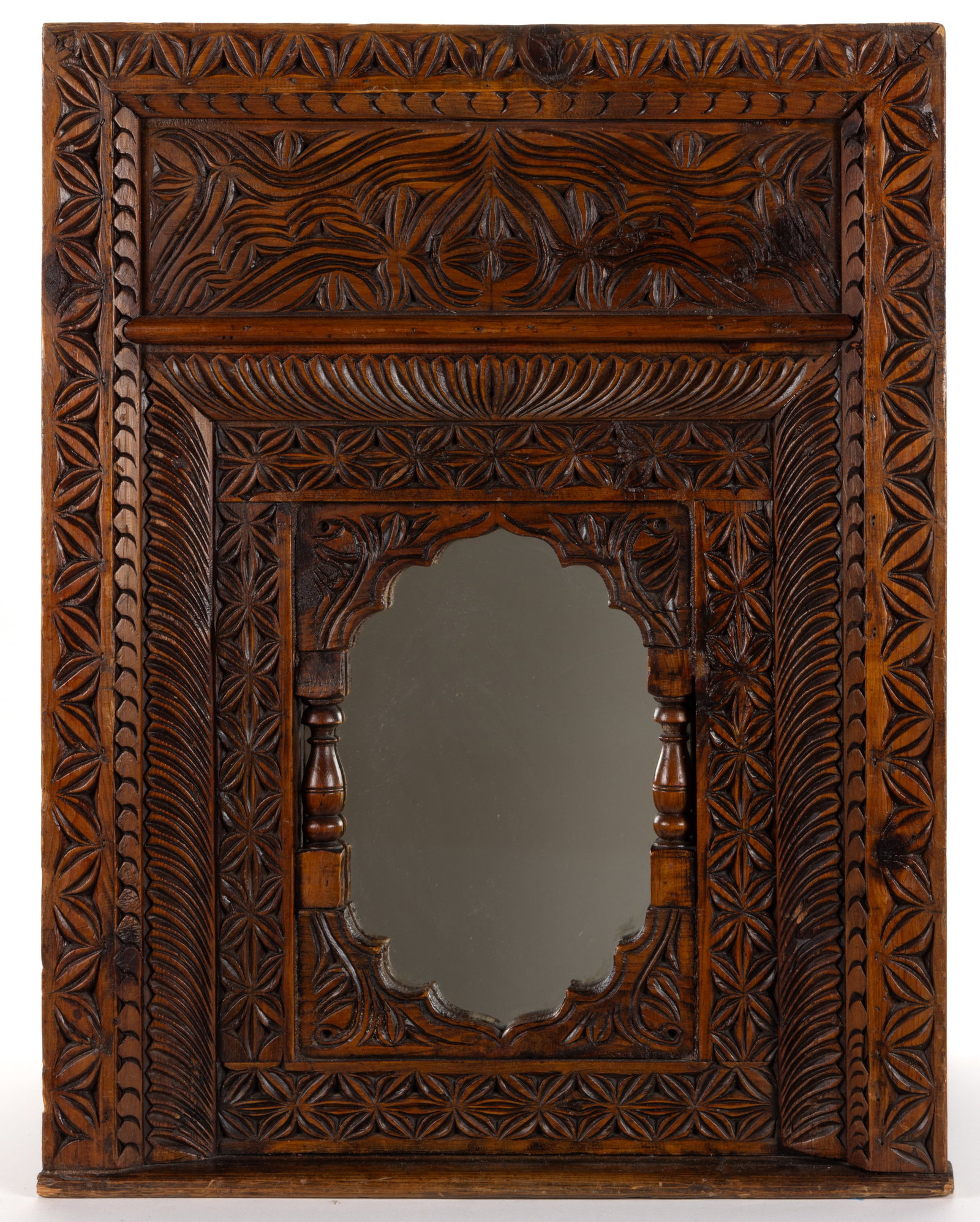 SOUTH ASIAN CARVED WOODEN MIRROR (1 of 2)