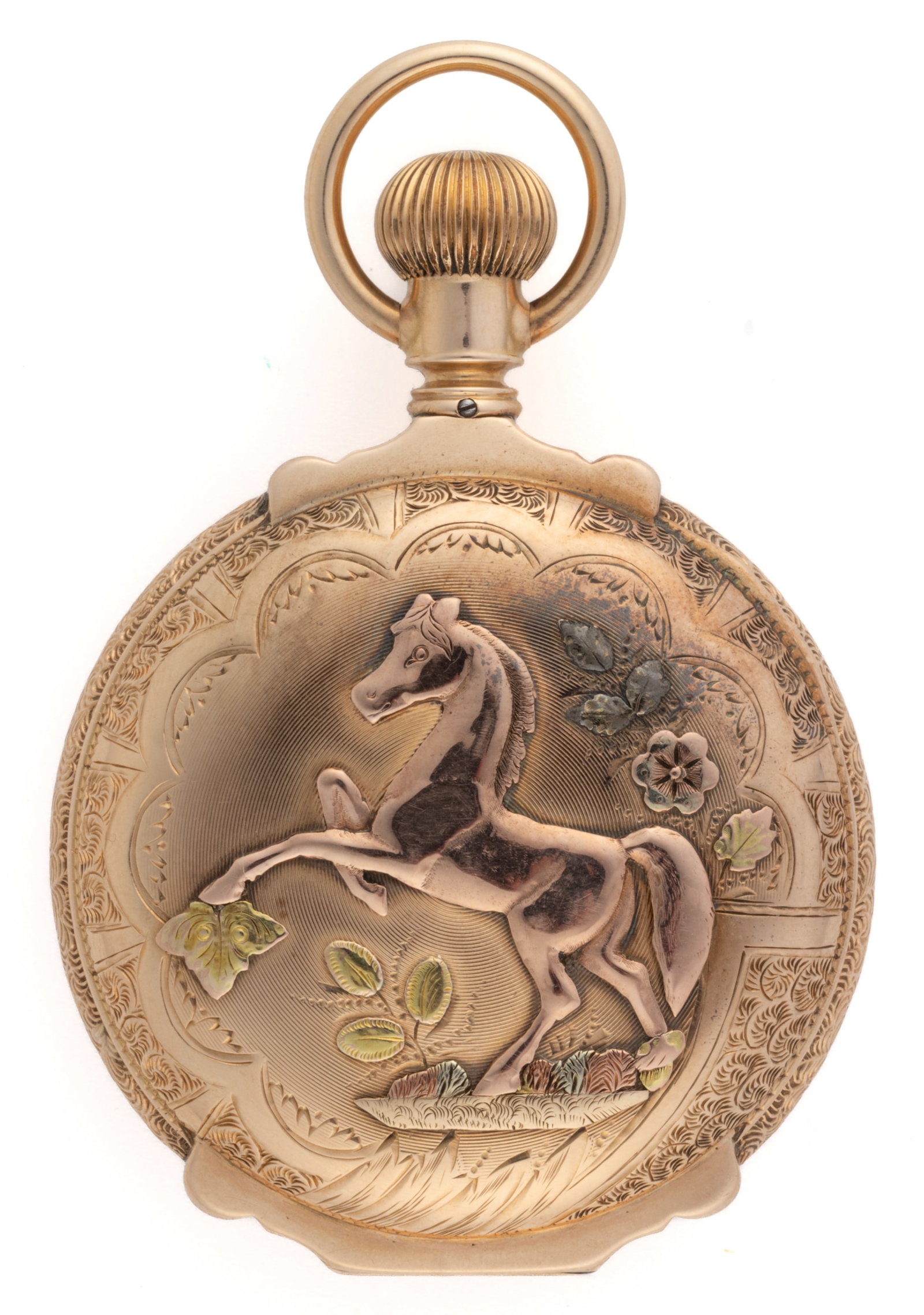 NON-MAGNETIC 14K TRI-COLOR GOLD-CASED 11-JEWEL POCKET WATCH (1 of 8)
