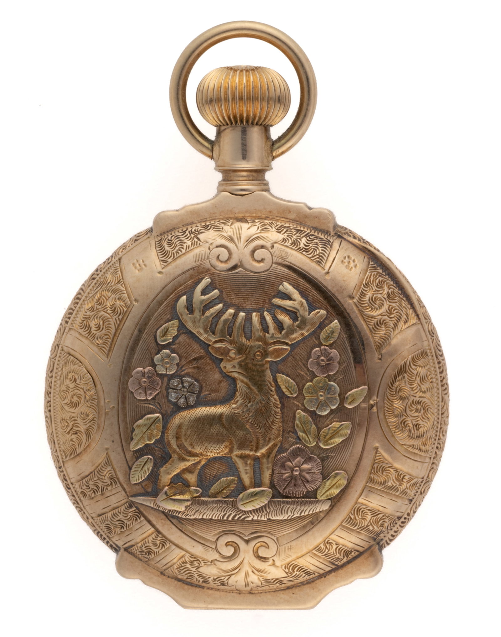 WALTHAM 14K TRI-COLOR GOLD-CASED 7-JEWEL MODEL 1890 LADIES POCKET WATCH (1 of 8)