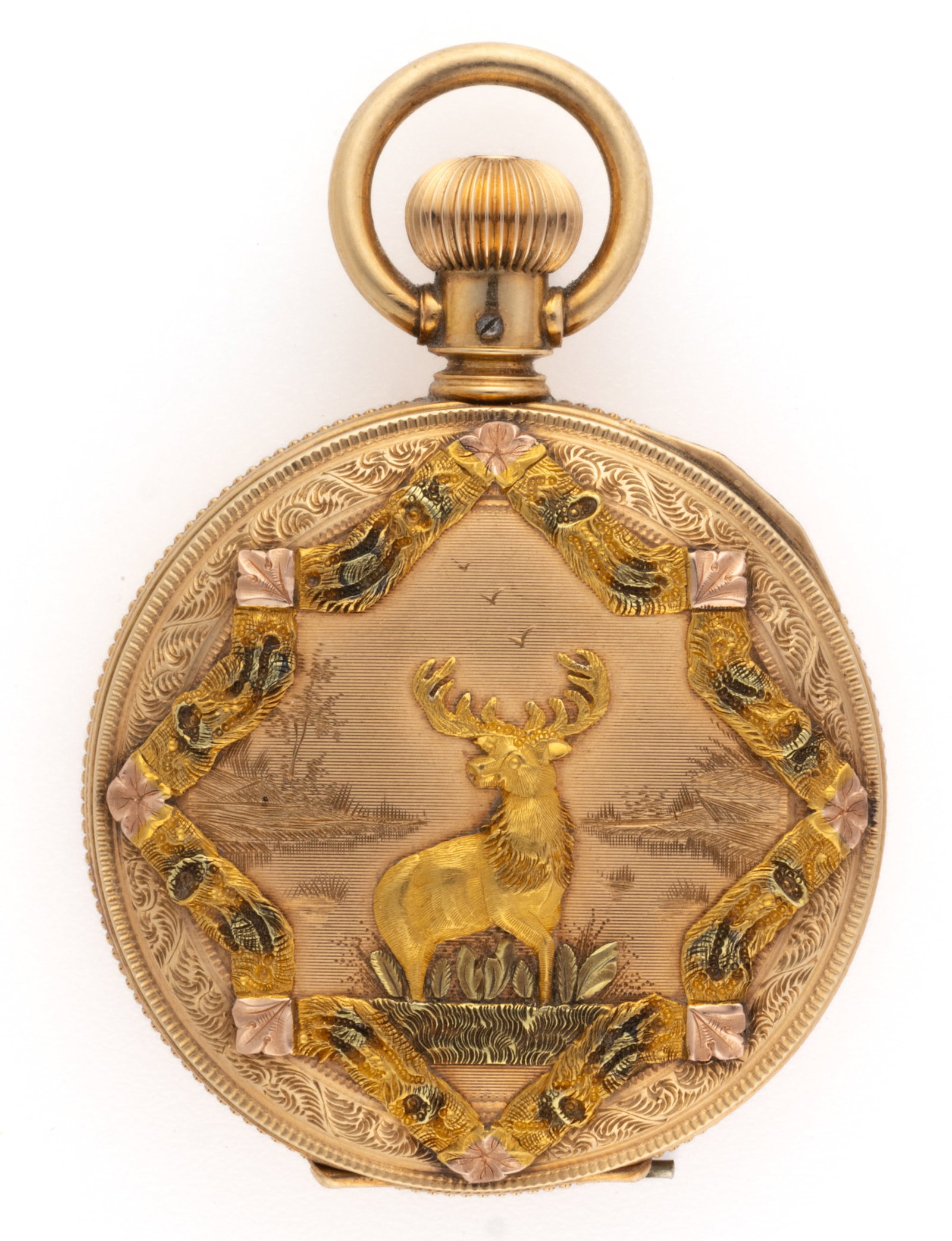 ELGIN 14K TRI-COLOR GOLD-CASED 13-JEWEL MODEL 1 LADIES POCKET WATCH (1 of 8)