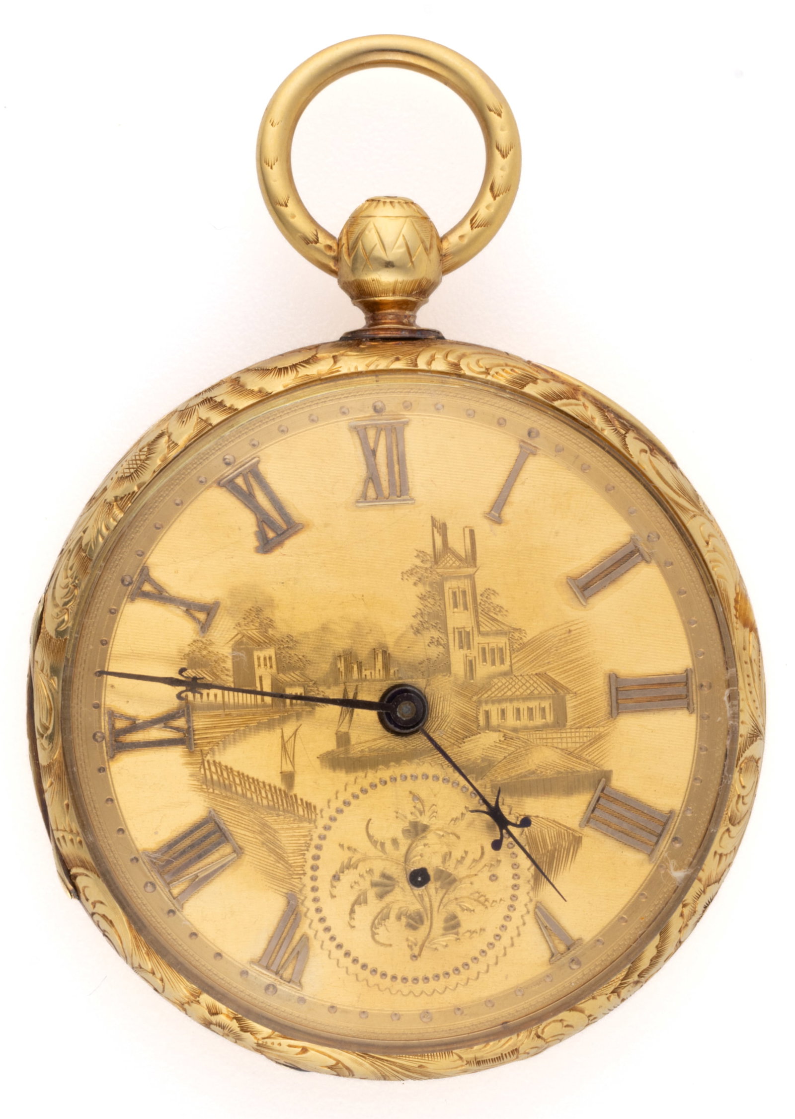 18K YELLOW GOLD-CASED SWISS CYLINDER MOVEMENT POCKET WATCH (1 of 5)