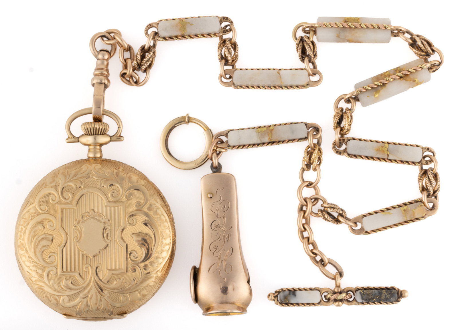 HAMILTON 14K YELLOW GOLD-CASED 21-JEWEL MODEL 1 POCKET WATCH (1 of 9)