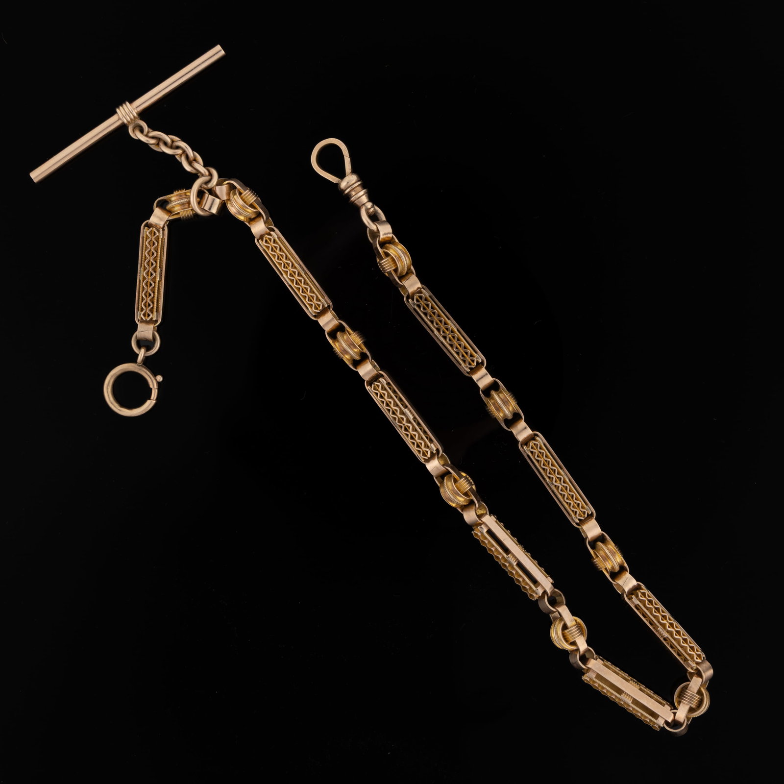 VICTORIAN / ANTIQUE 10K YELLOW / ROSE GOLD FANCY-LINK POCKET WATCH CHAIN (1 of 1)