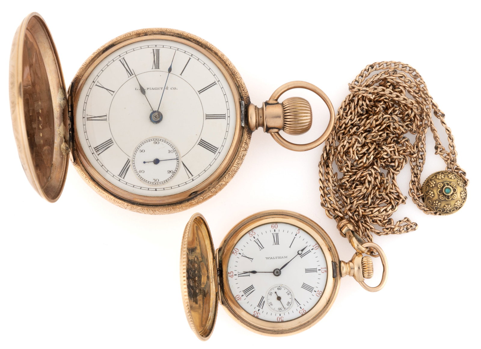 ILLINOIS 11-JEWEL AND WALTHAM 15-JEWEL POCKET WATCHES, LOT OF TWO (1 of 4)