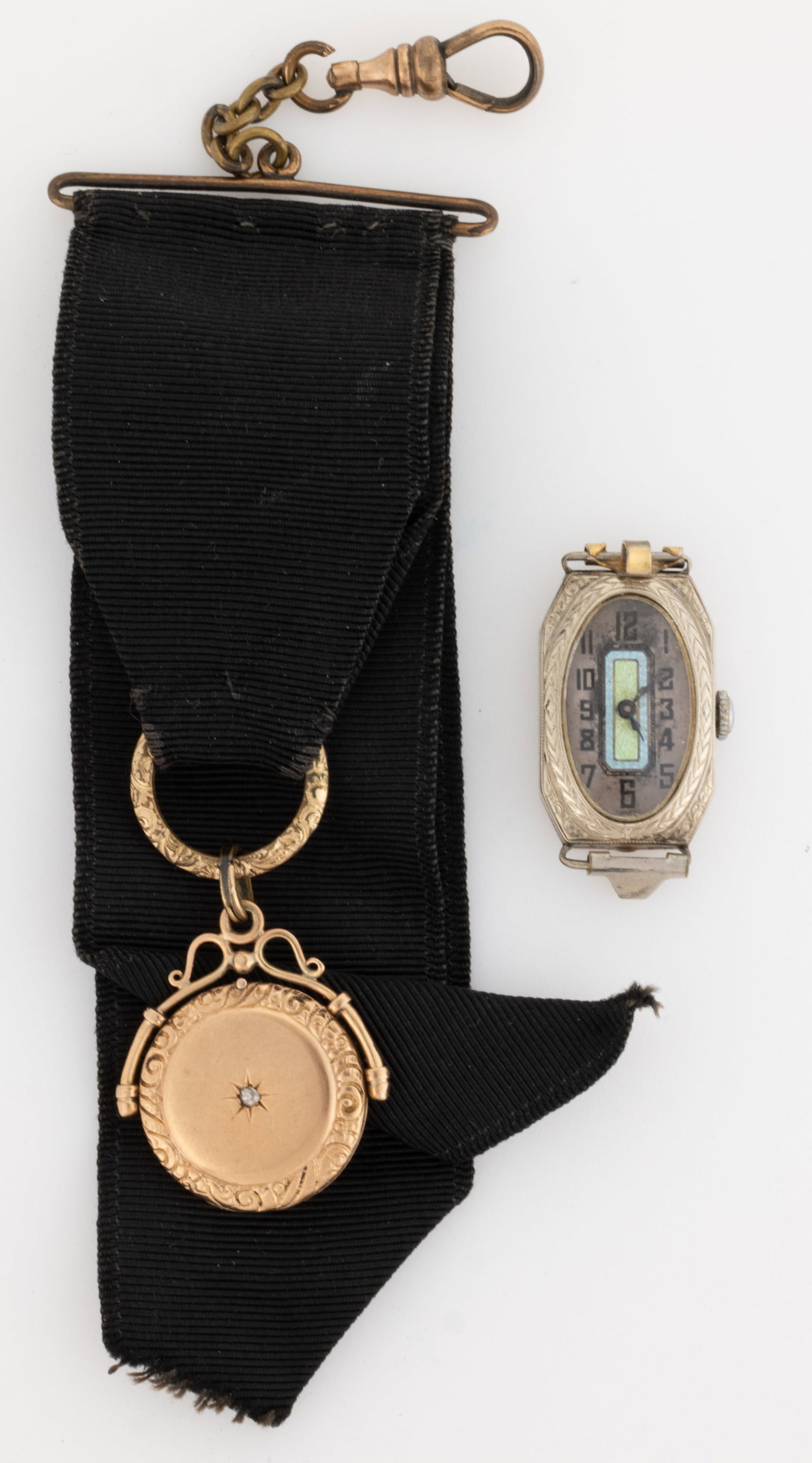 ANTIQUE / VINTAGE 14K WHITE GOLD AND OTHER WATCH ARTICLES, LOT OF TWO (1 of 4)