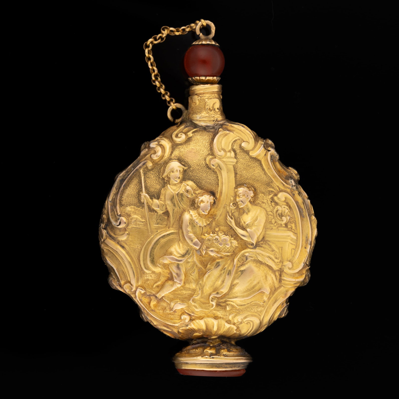 ANTIQUE CONTINENTAL 18K YELLOW GOLD REPOUSSE SCENT BOTTLE (1 of 4)
