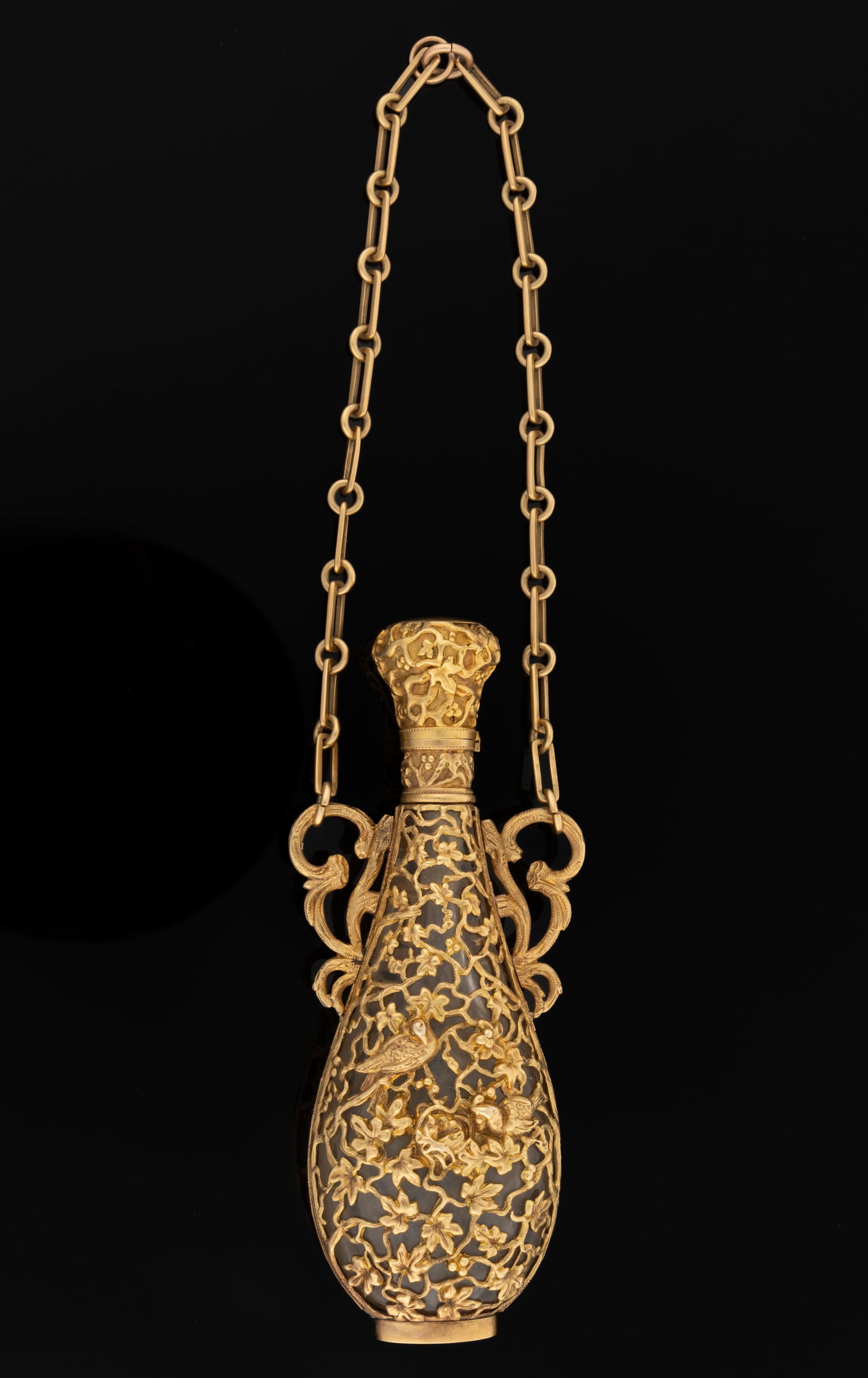 ANTIQUE FRENCH 18K YELLOW GOLD-MOUNTED PERFUME / SCENT BOTTLE (1 of 4)