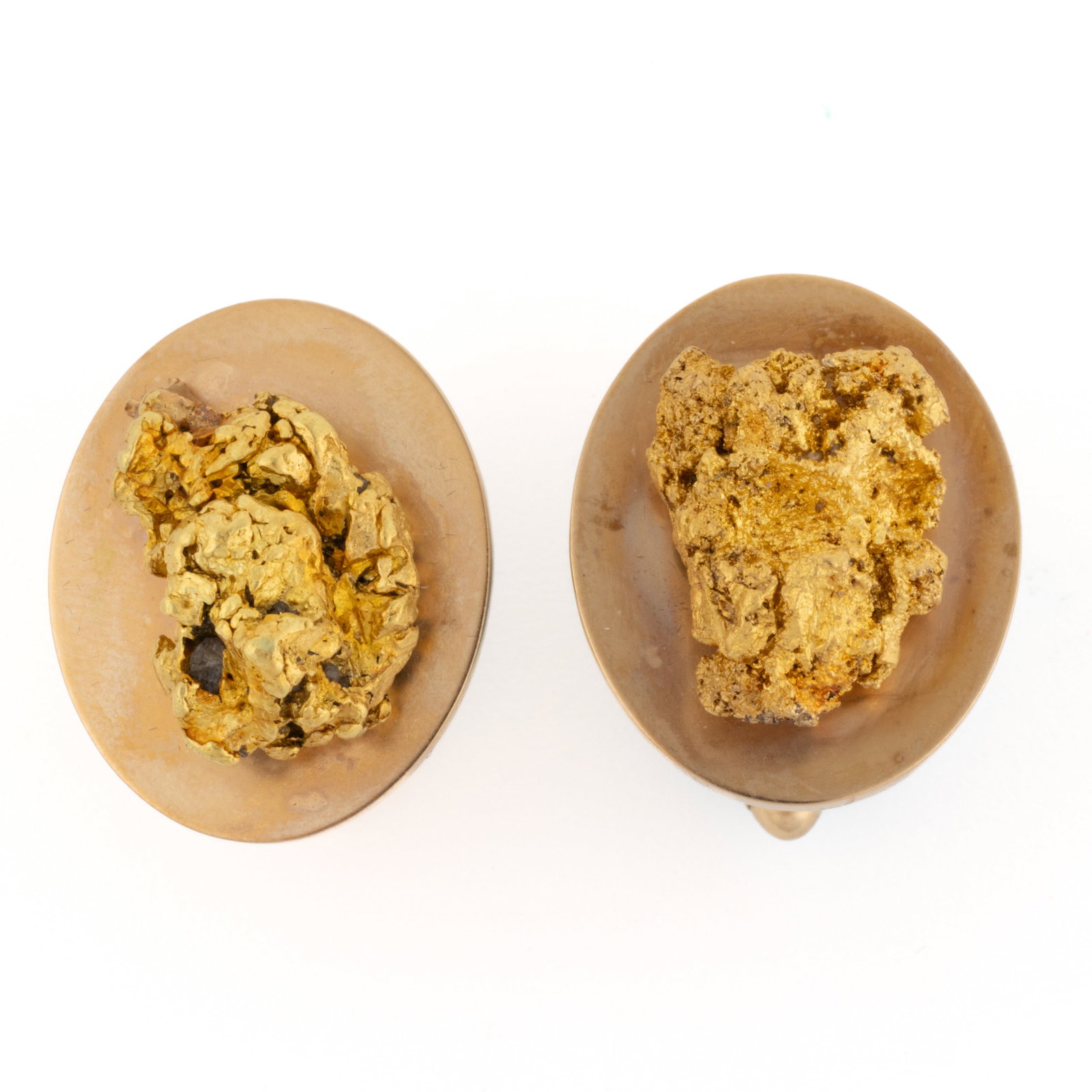 ANTIQUE / VINTAGE LARTER & SONS 14K YELLOW GOLD CUFFLINKS WITH GOLD NUGGETS, PAIR (1 of 4)