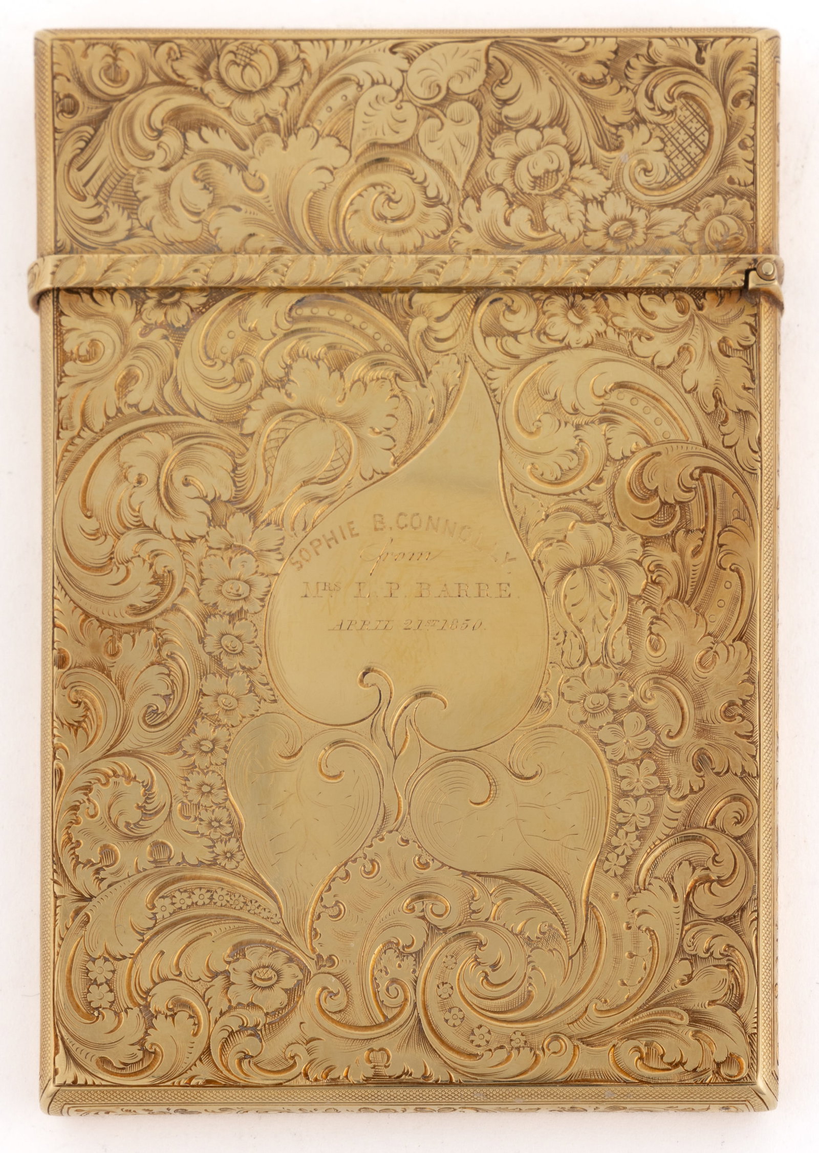 AMERICAN 18K YELLOW GOLD CARD CASE WITH CALIFORNIA GOLD RUSH INTEREST (1 of 6)