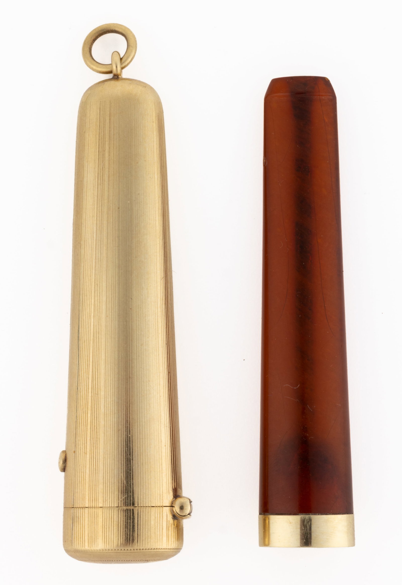 ANTIQUE / VINTAGE SLOAN & CO. 14K YELLOW GOLD-RIMMED CIGAR HOLDER AND 14K YELLOW GOLD CASE (1 of 1)