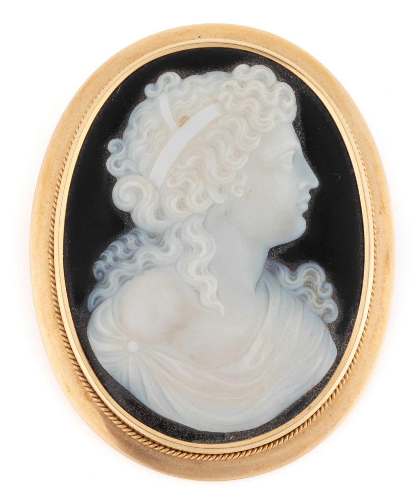 ANTIQUE / VINTAGE 14K YELLOW GOLD AND CARVED STONE CAMEO BROOCH / PENDANT (1 of 2)