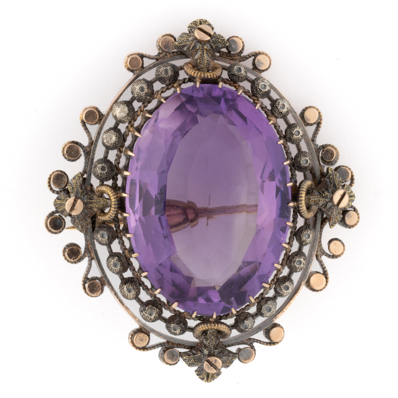 VICTORIAN / ANTIQUE 14K GOLD AND AMETHYST BROOCH (1 of 2)