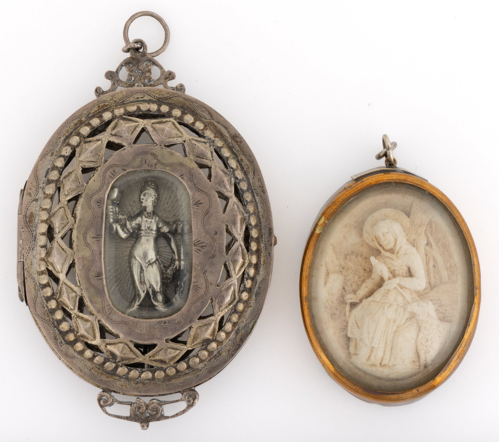 ANTIQUE RELIGIOUS RELIQUARY PENDANTS, LOT OF TWO (1 of 3)