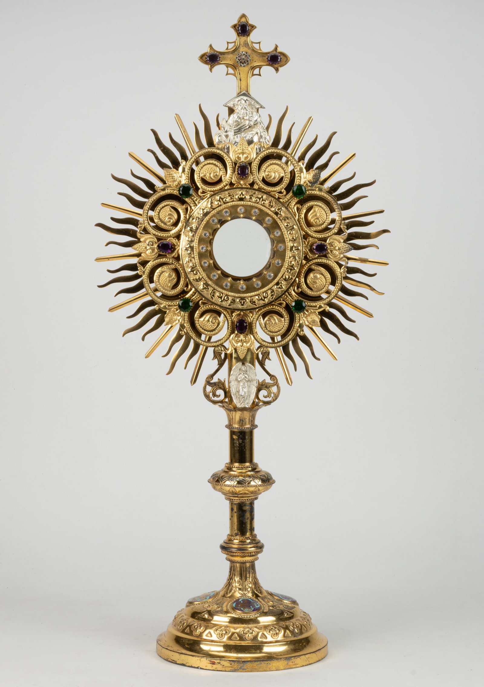 CONTINENTAL GILT BRASS CATHOLIC RELIQUARY / MONSTRANCE (1 of 5)