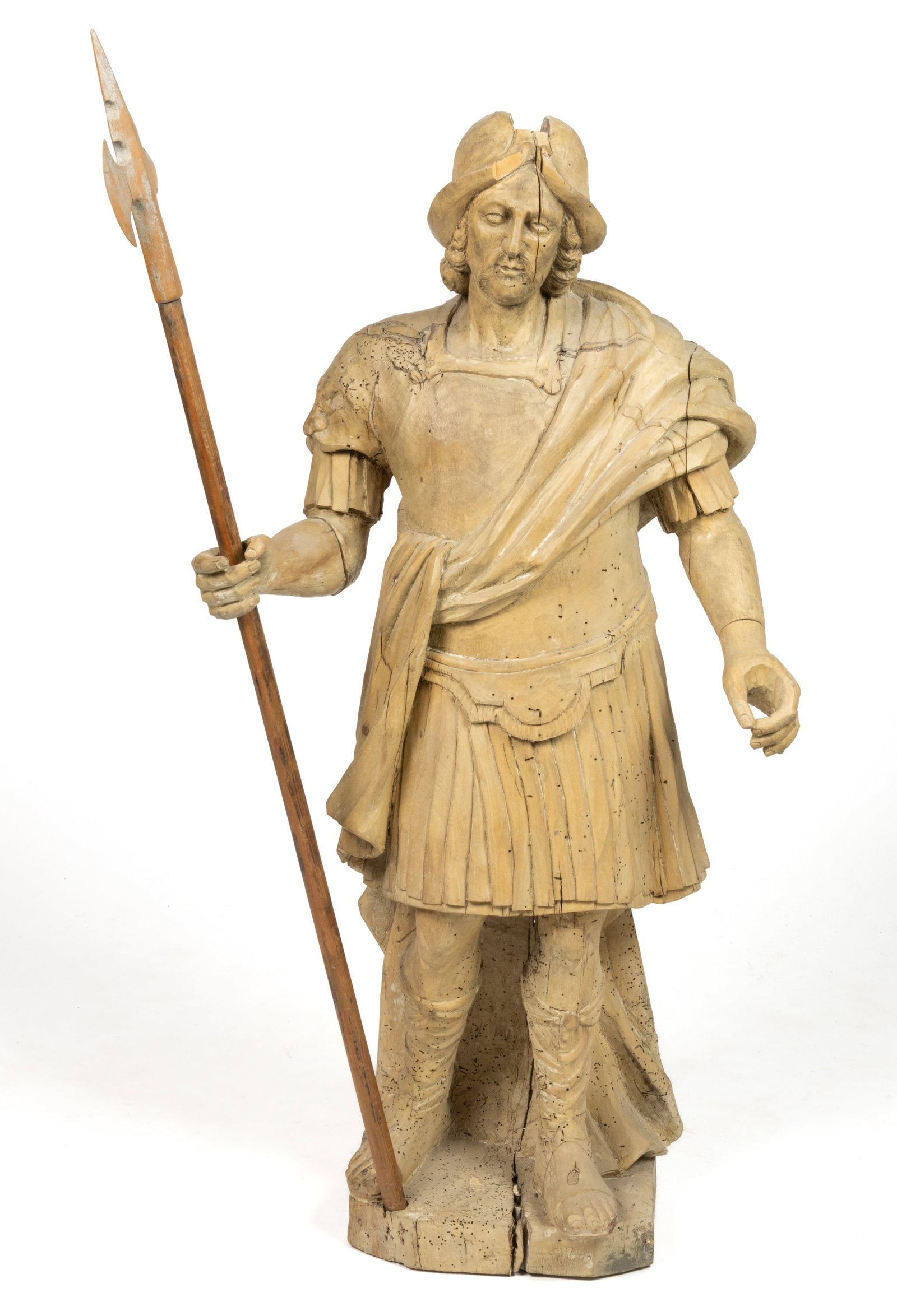 CONTINENTAL CARVED WOODEN FIGURE OF A ROMAN SOLDIER (1 of 4)