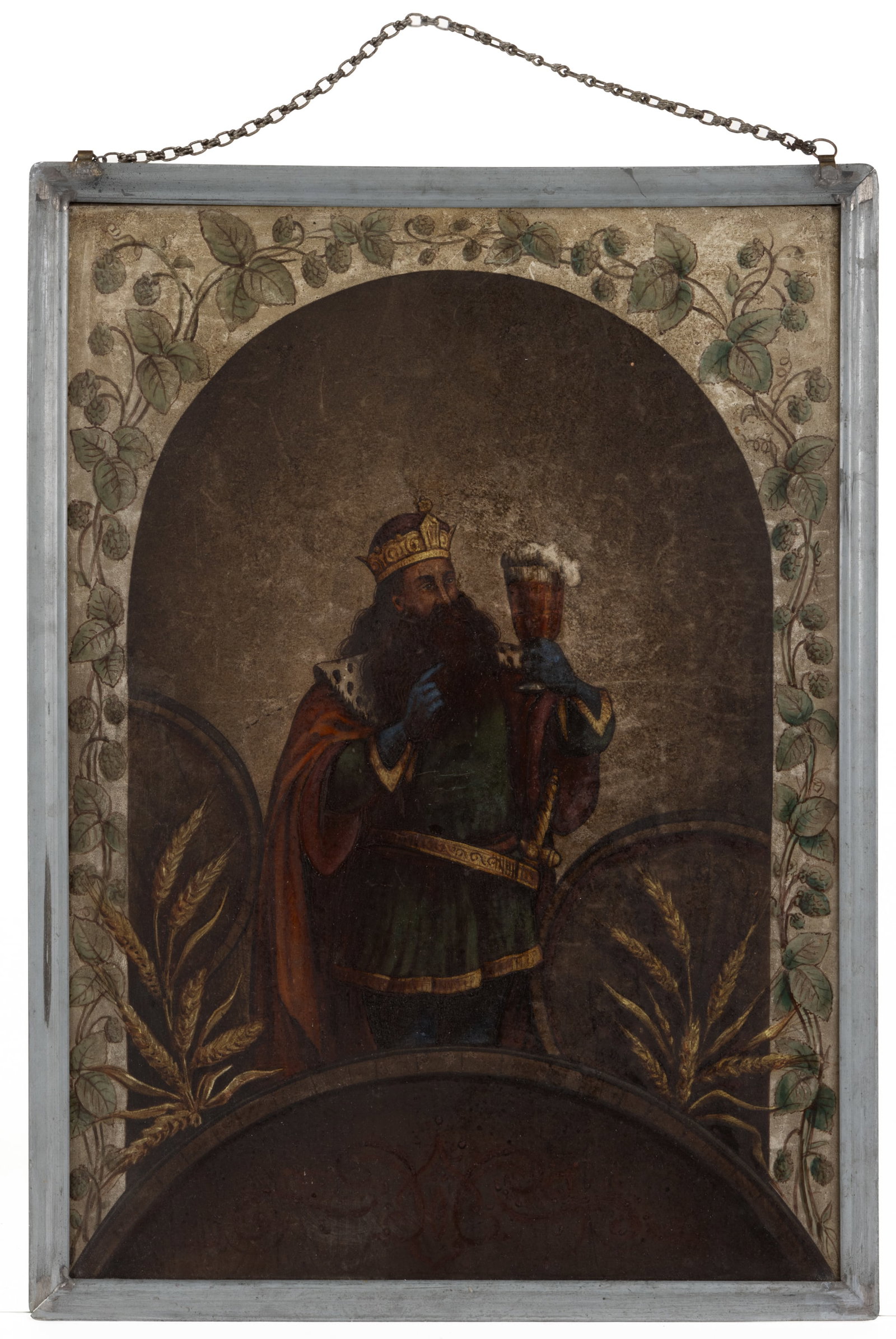 GERMAN BEER-THEME STAINED-GLASS WINDOW (1 of 3)