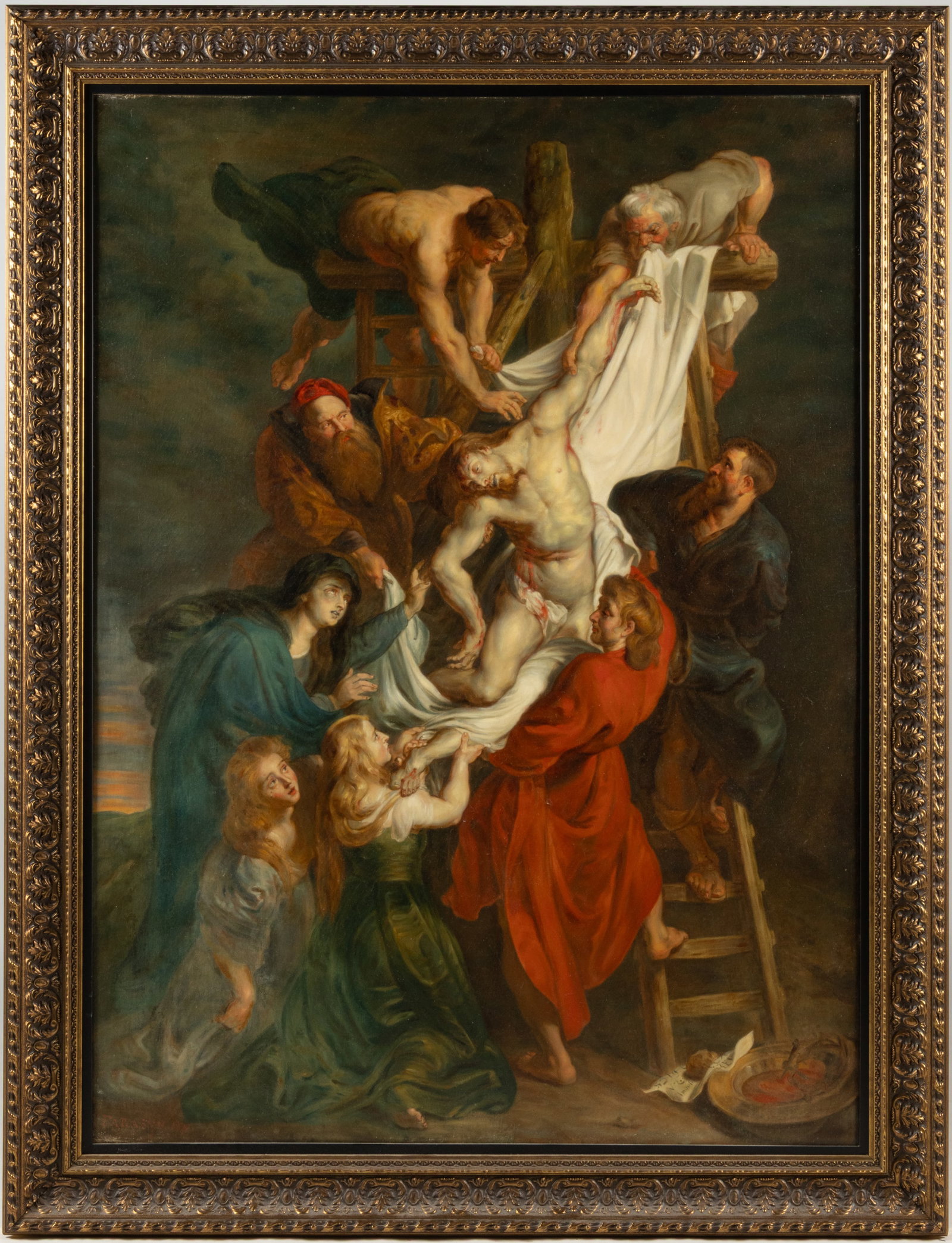 AFTER PETER PAUL RUBENS (FLEMISH, 1577-1640) "THE DESCENT FROM THE CROSS" VERY LARGE OLD (1 of 6)