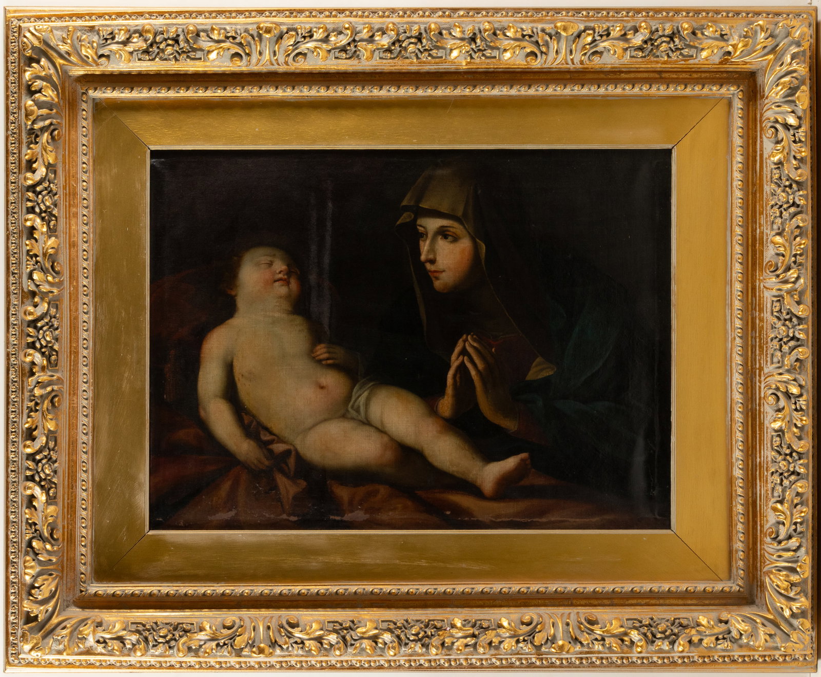 AFTER GUIDO RENI (ITALIAN, 1575-1642) "THE MADONNA ADORING THE SLEEPING CHILD" LARGE OLD (1 of 5)