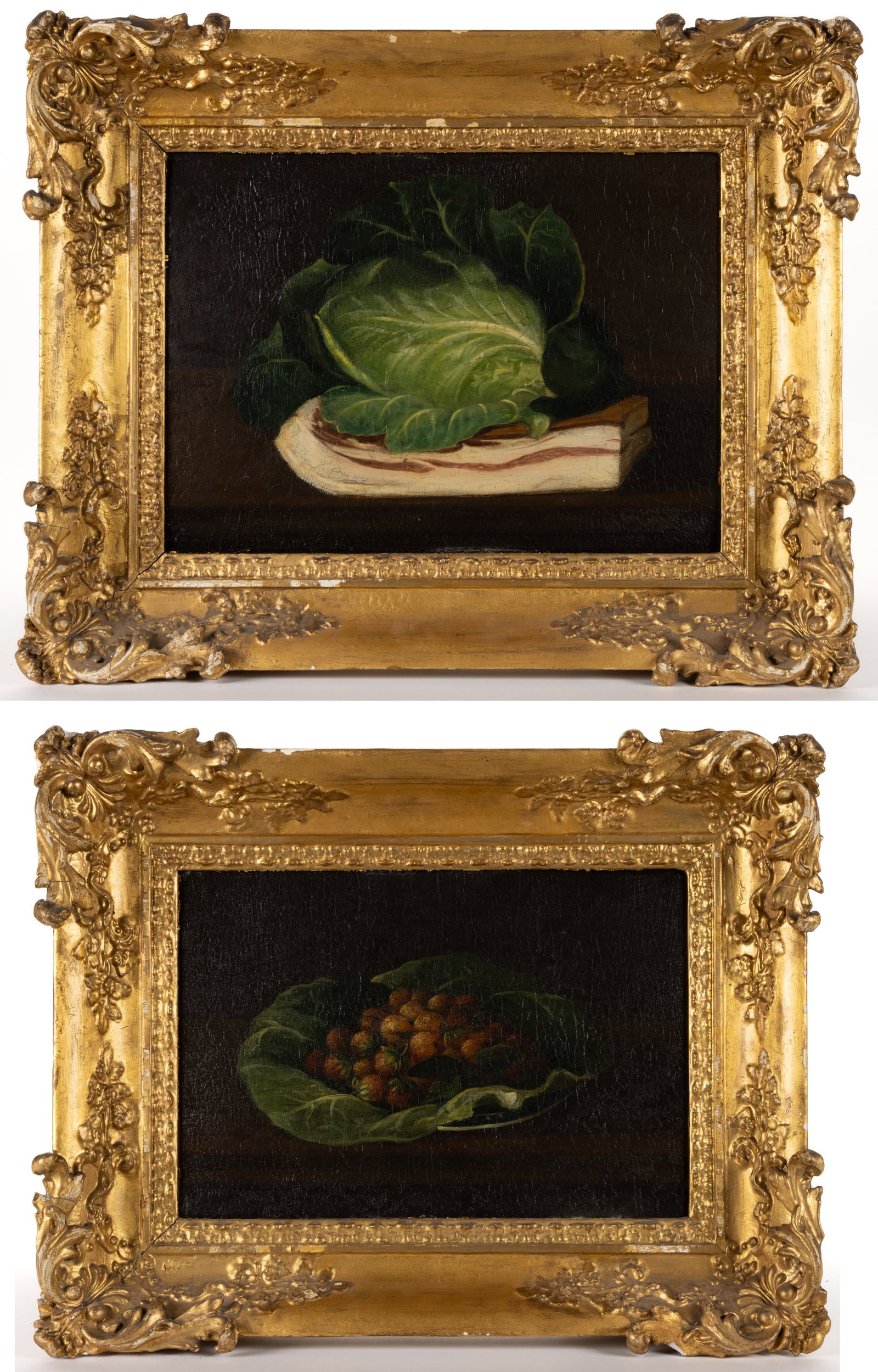 BRITISH SCHOOL (19TH CENTURY) OLD MASTER-STYLE STILL LIFE PAINTINGS, PAIR (1 of 9)
