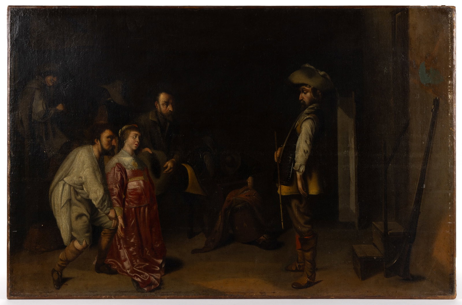 CONTINENTAL SCHOOL (19TH CENTURY) OLD MASTER-STYLE GENRE SCENE WITH PLUNDERING SOLDIERS (1 of 5)